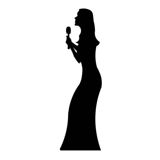 Female Singer Black Silhouette Cutout - mycardboardcutout