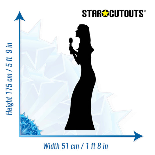 Female Singer Black Silhouette Cutout - mycardboardcutout