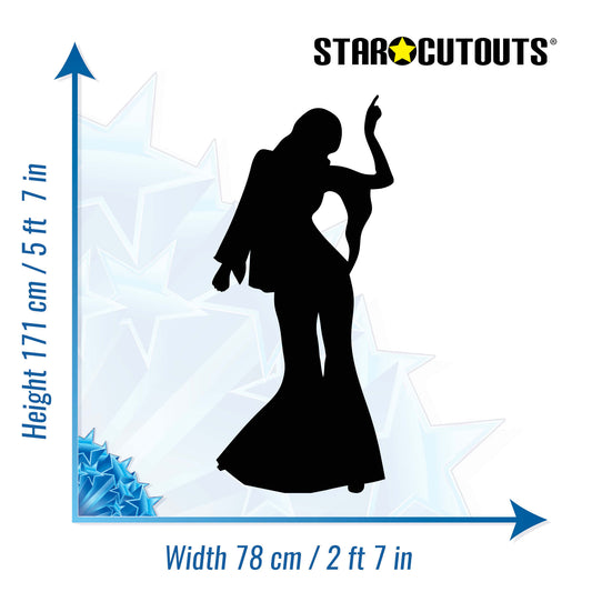 Disco Dancer Female Black Silhouette Cutout - mycardboardcutout