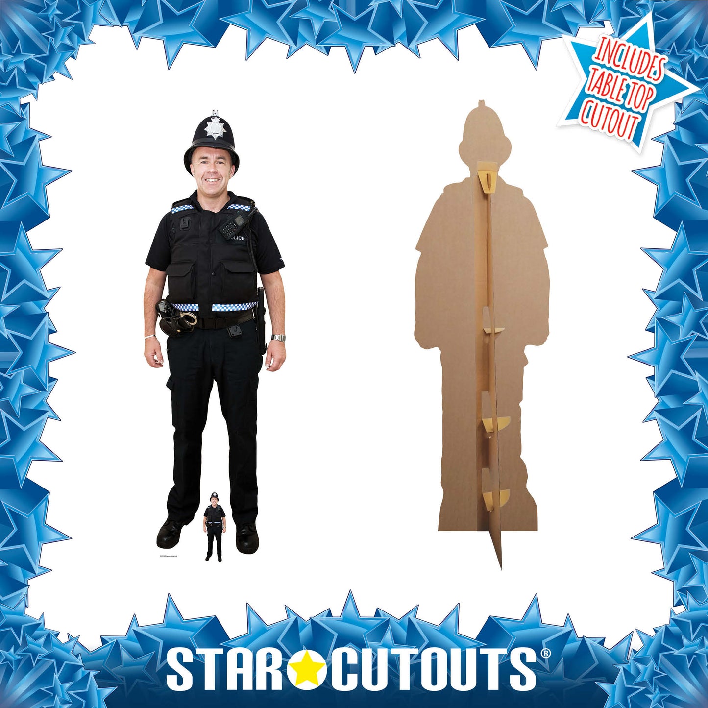 British Policeman Wearing Helmet Cardboard Cutout Lifesize