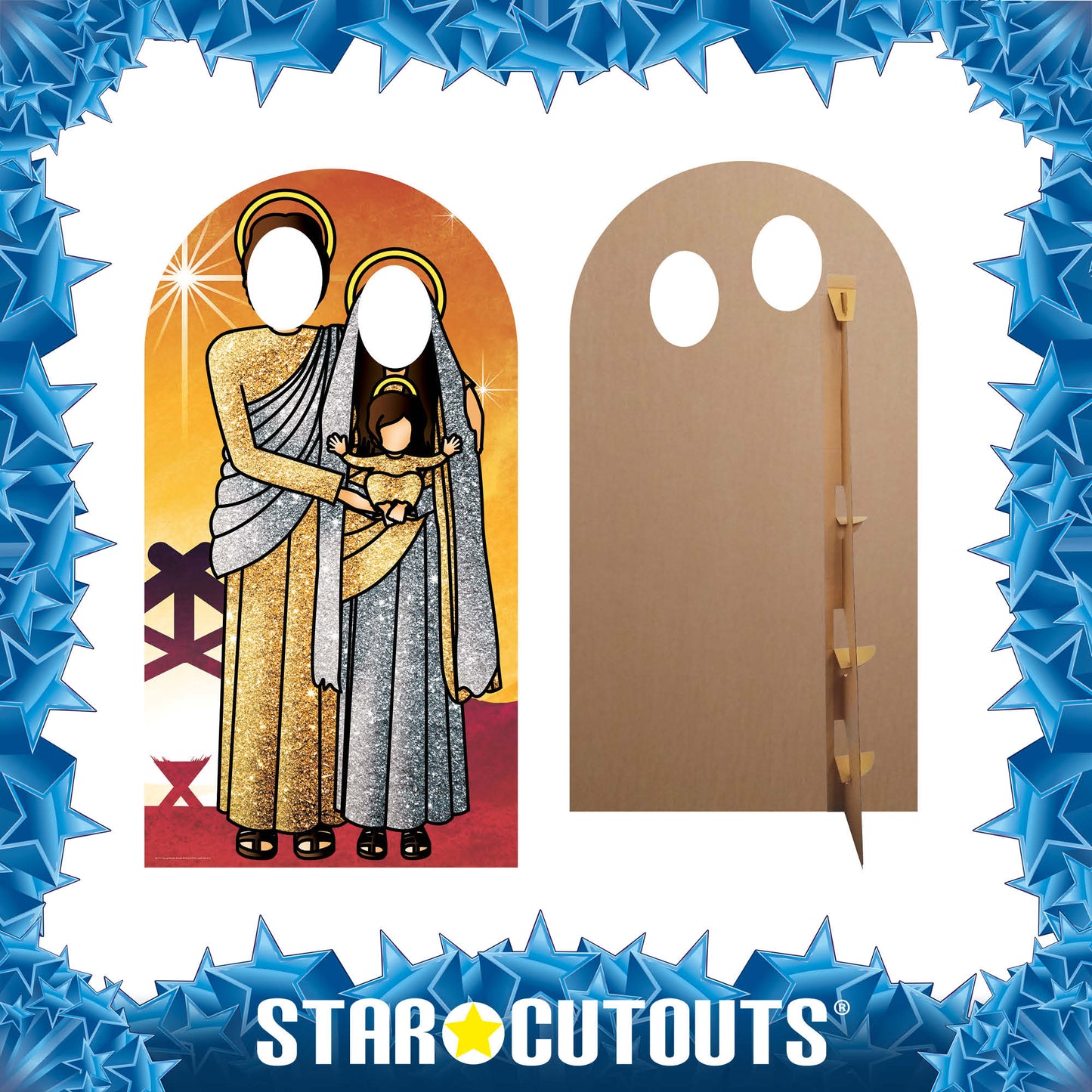 Nativity Family Stand In Chrismas Theme Gold Cardboard Cutout - mycardboardcutout