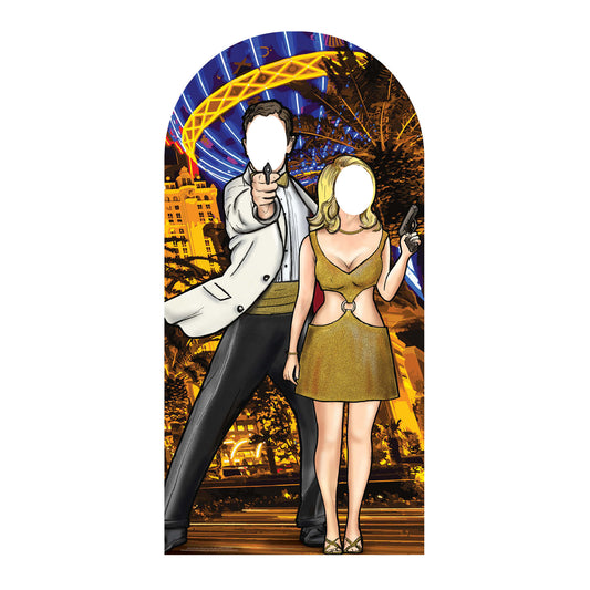 SC1151 Black and Gold Secret Agent Skyline Stand-In Cardboard Cutout - mycardboardcutout
