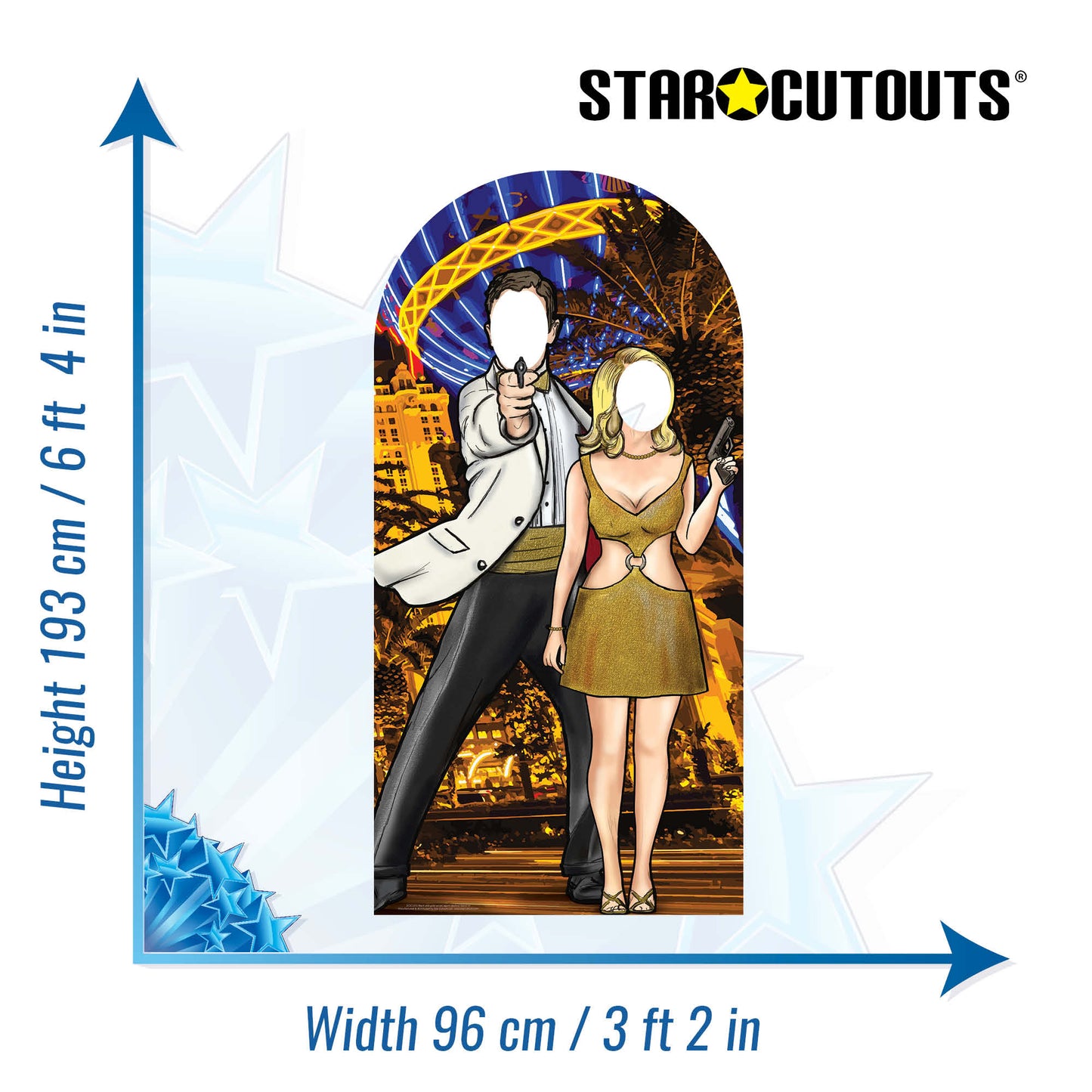 SC1151 Black and Gold Secret Agent Skyline Stand-In Cardboard Cutout - mycardboardcutout