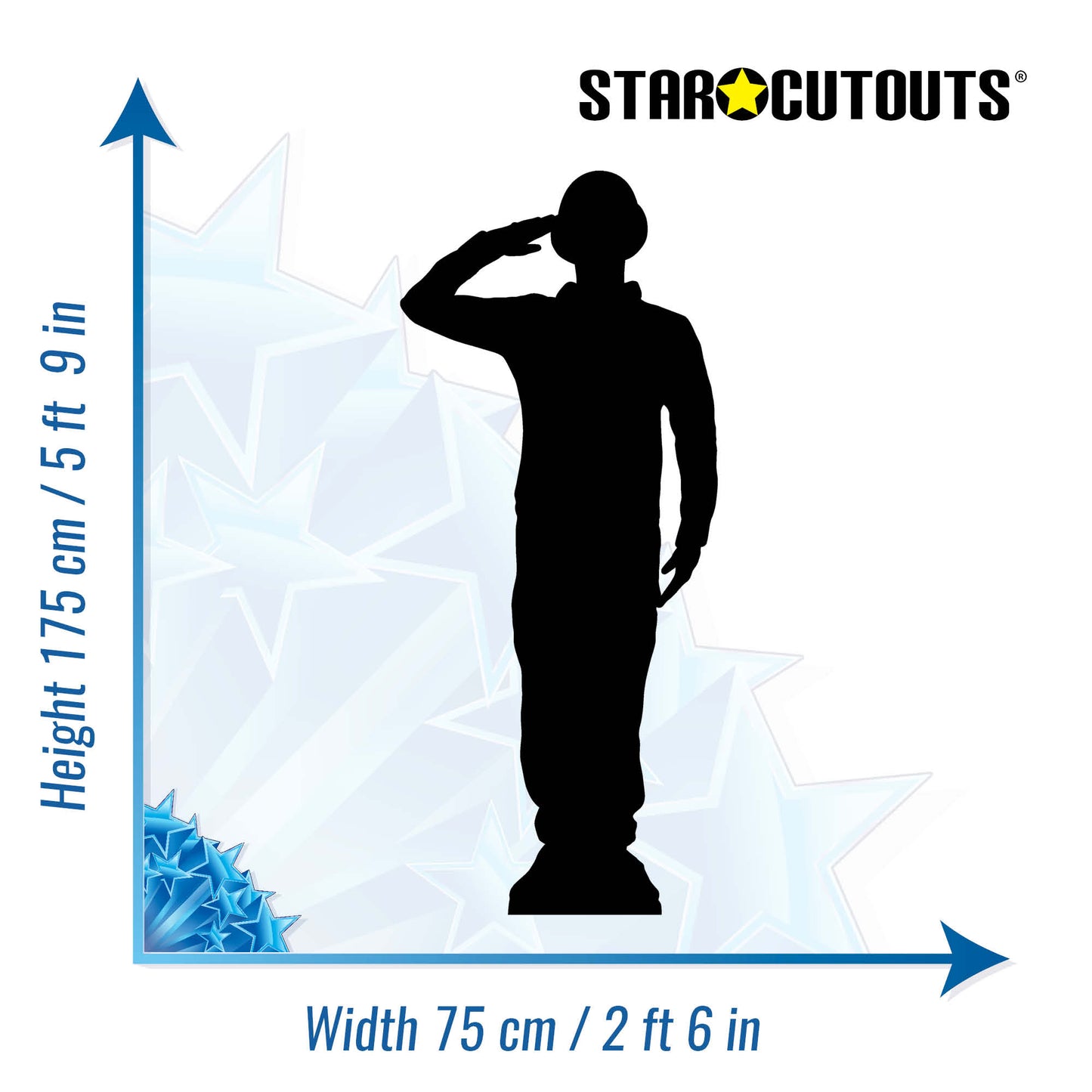 Saluting Military Soldier Black Silhouette Cutout - mycardboardcutout
