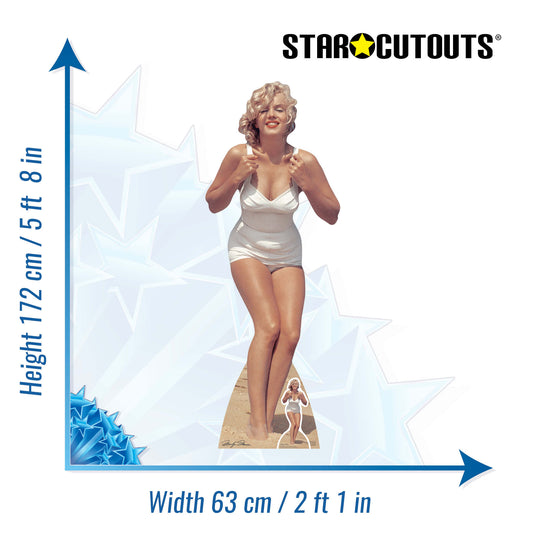 Marilyn Monroe White Swim Suit Cardboard Cutout Lifesize - mycardboardcutout