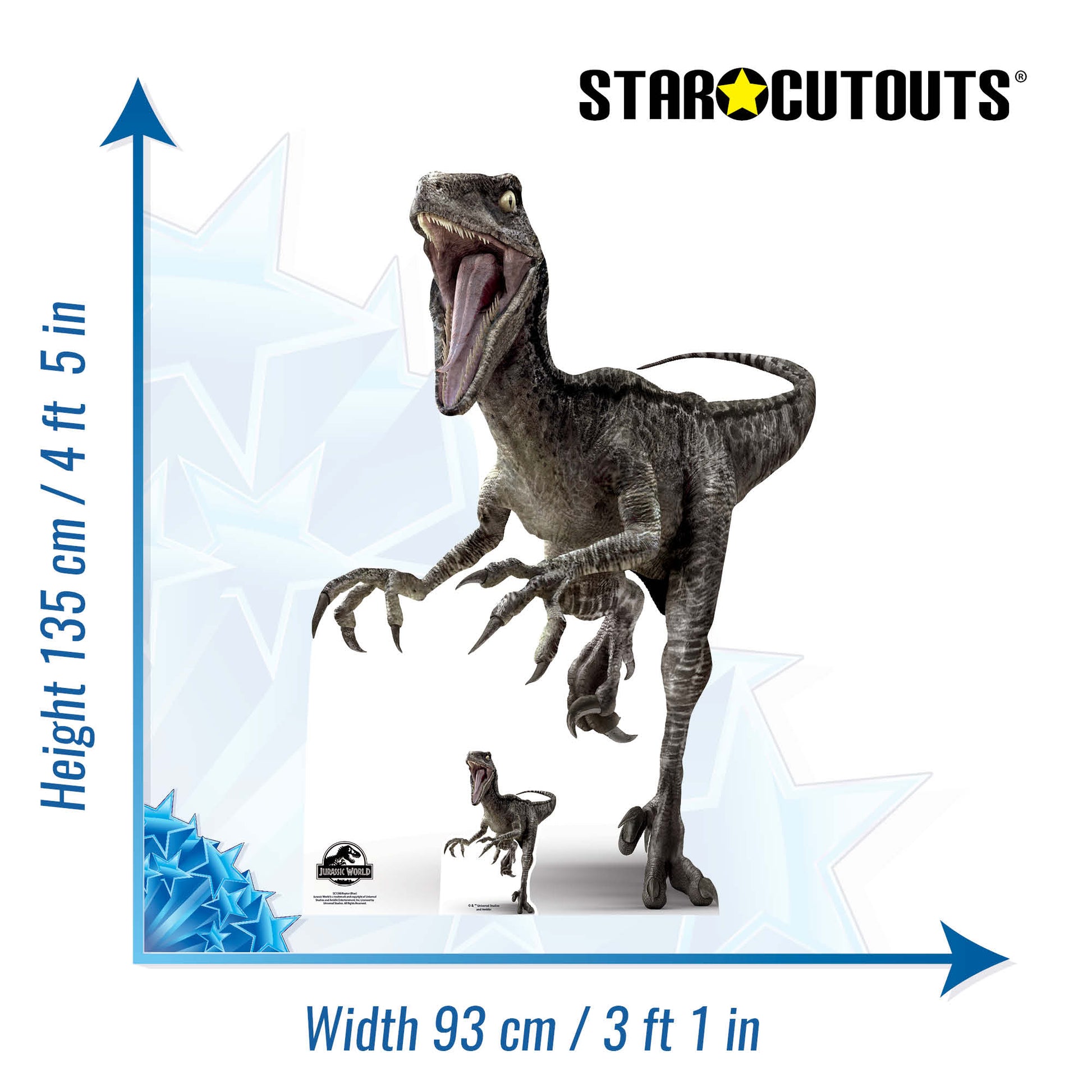 Raptor Dinosaur Blue Cardboard Cutout - mycardboardcutout