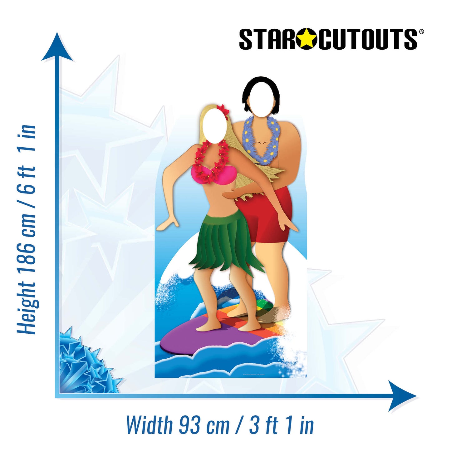 Surfer Couple Stand-In Cardboard Cutout