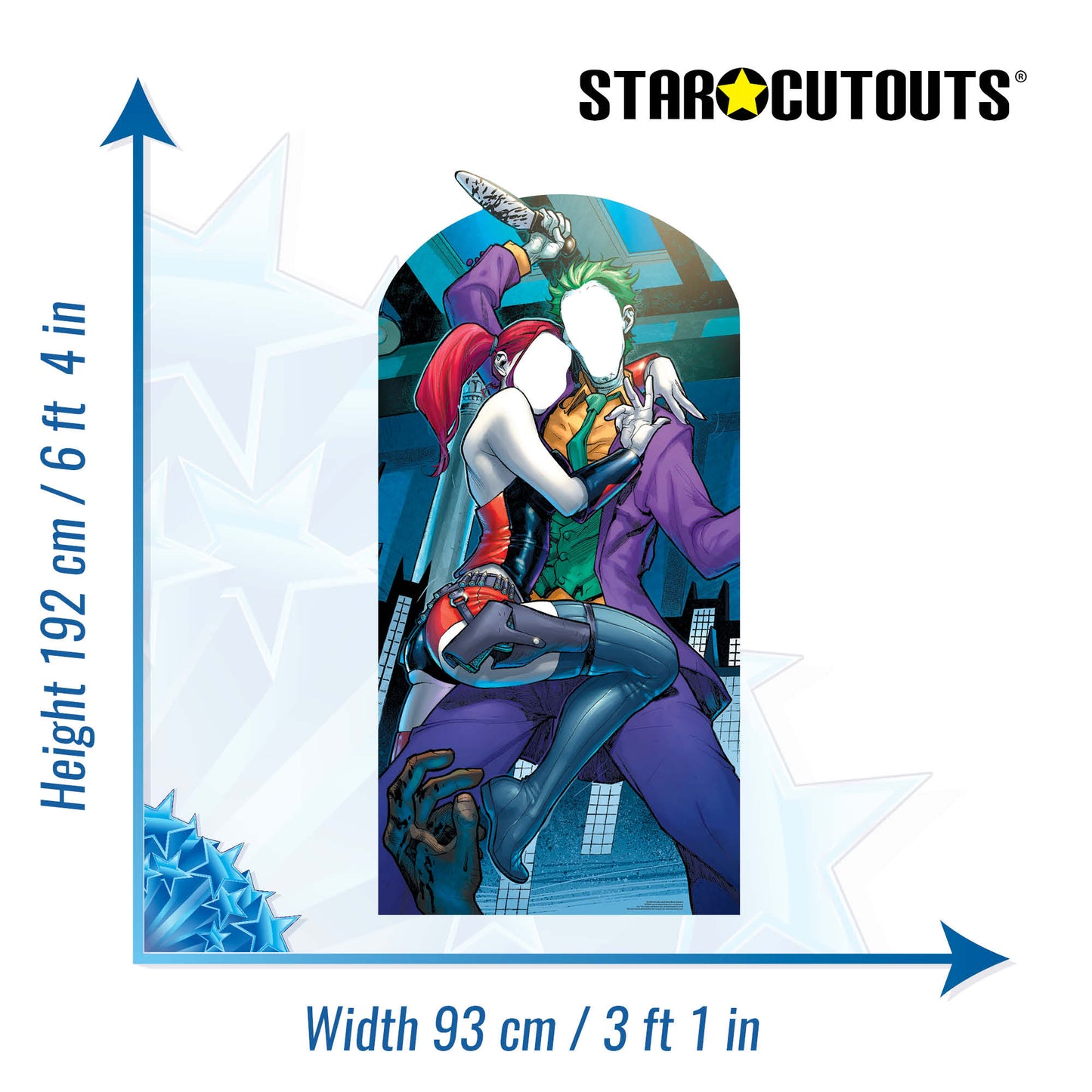 Harley Quinn and The Joker Stand In with Knife Cardboard Cutout - mycardboardcutout