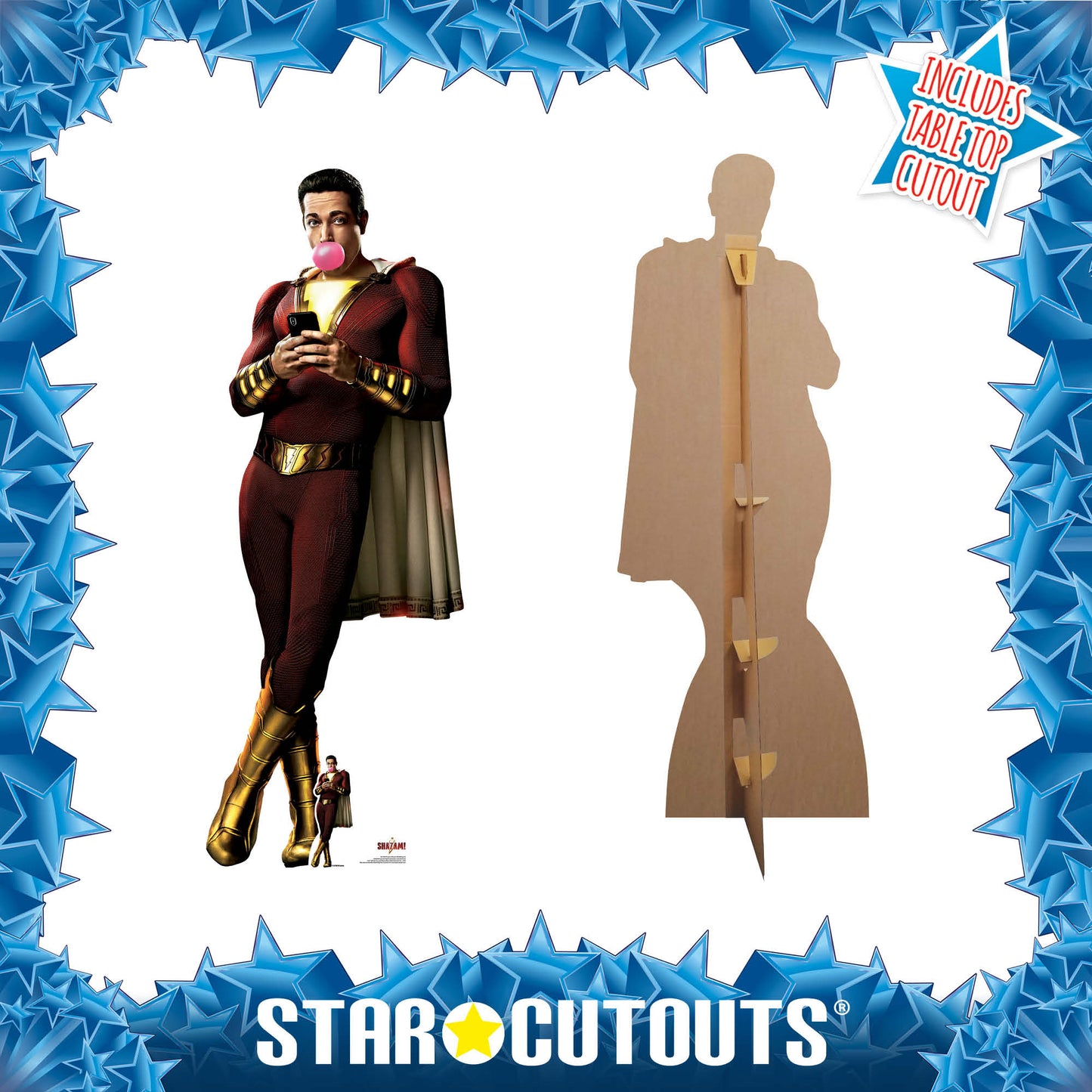 Zachary Levi Bubble-gum Shazam Cardboard Cutout Life Size with Mini Cutout - mycardboardcutout