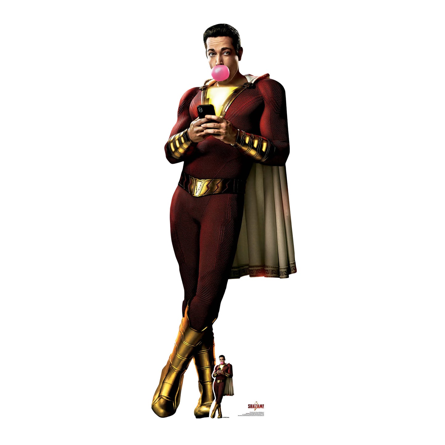 Zachary Levi Bubble-gum Shazam Cardboard Cutout Life Size with Mini Cutout - mycardboardcutout