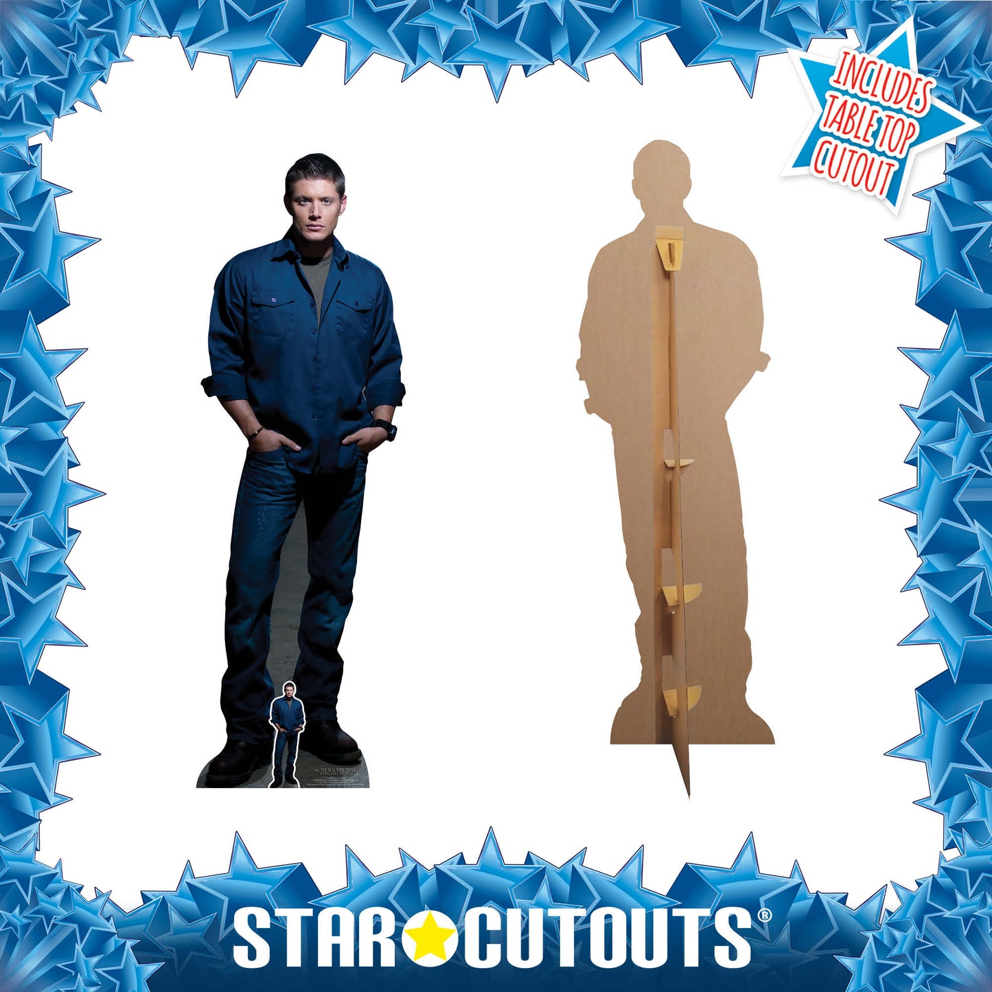 Dean Winchester Blue Shirt Jeans Jensen Ackles Supernatural Cardboard Cutout Lifesize - mycardboardcutout