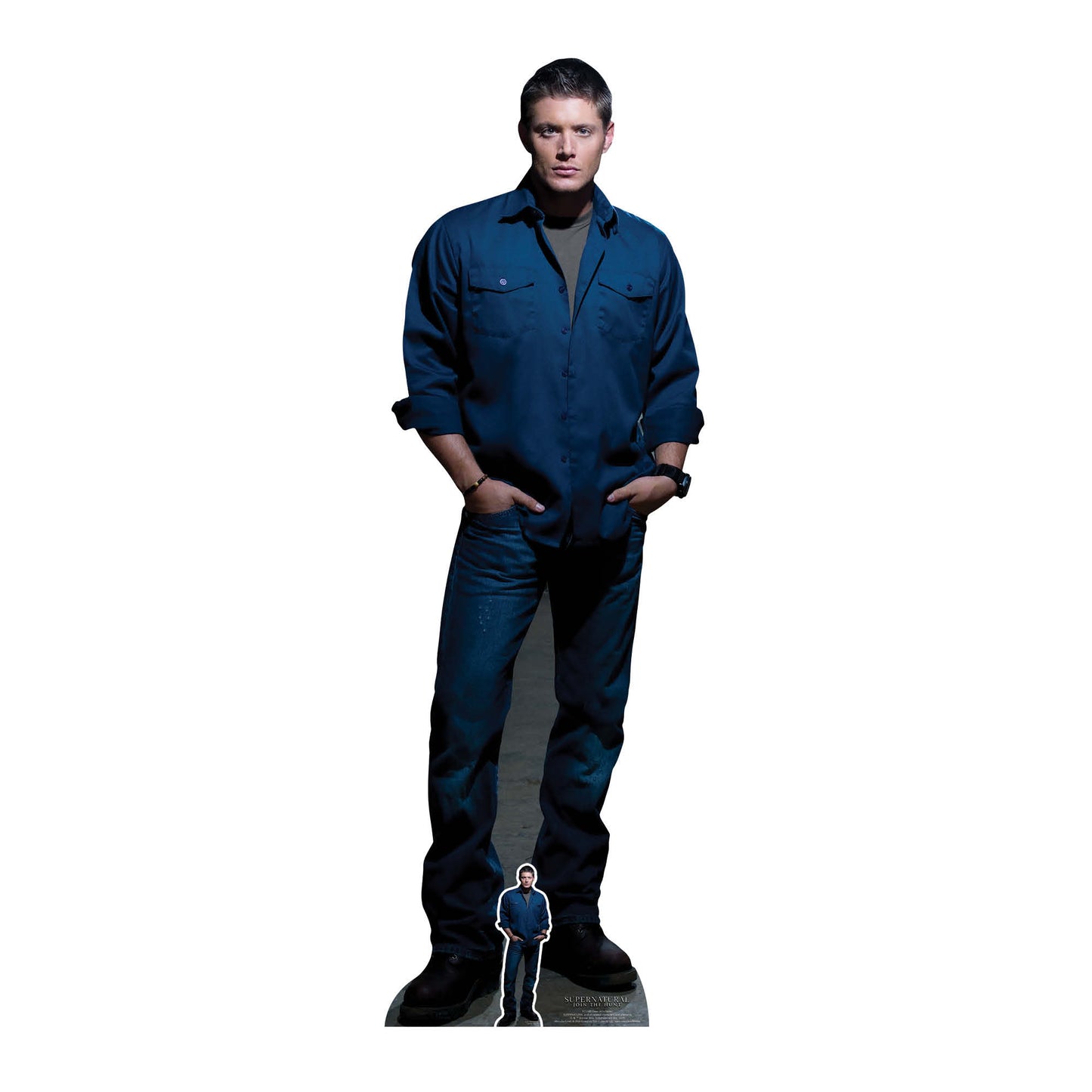 Dean Winchester Blue Shirt Jeans Jensen Ackles Supernatural Cardboard Cutout Lifesize - mycardboardcutout