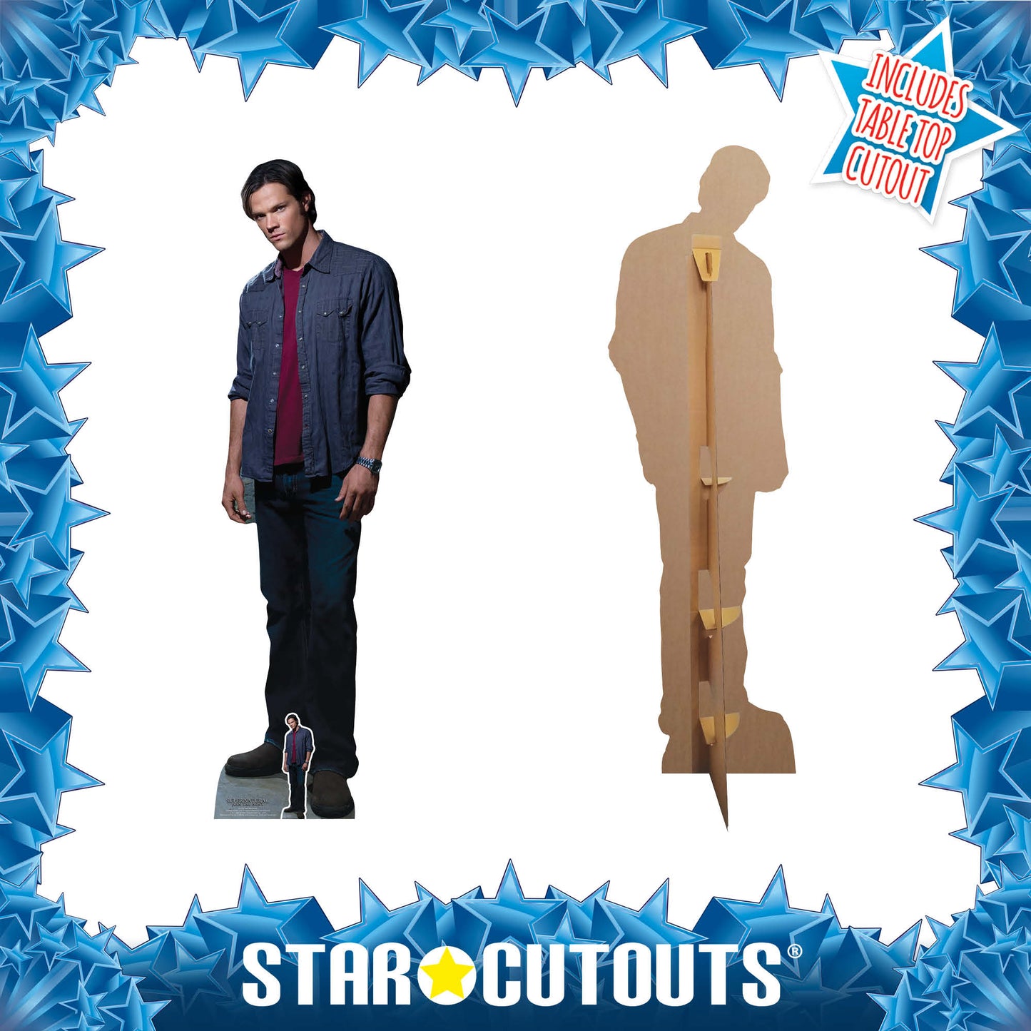 Sam Winchester Red Shirt Jared Padalecki Supernatural Cardboard Cutout Lifesize - mycardboardcutout