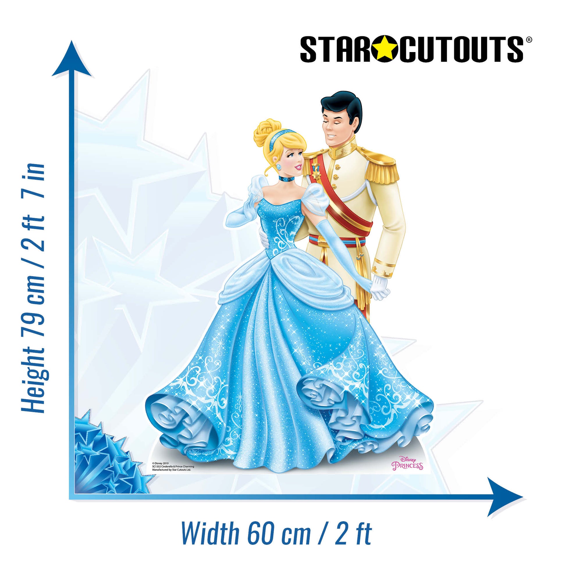 Official Cinderella and Prince Charming Cardboard Cutout height