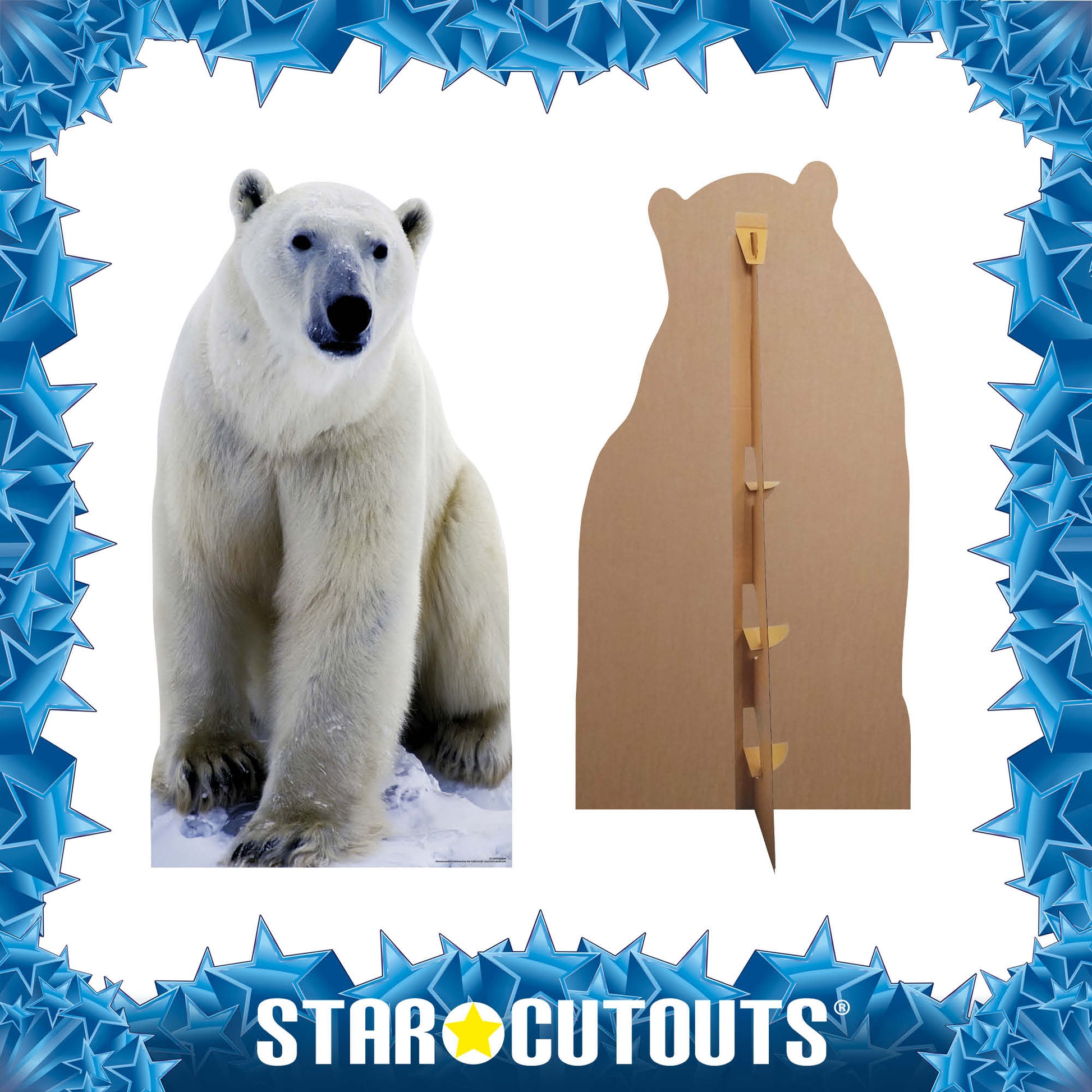 Polar Bear Artic Theme Animal Cardboard Cutout Height 185cm Width 96cm - mycardboardcutout