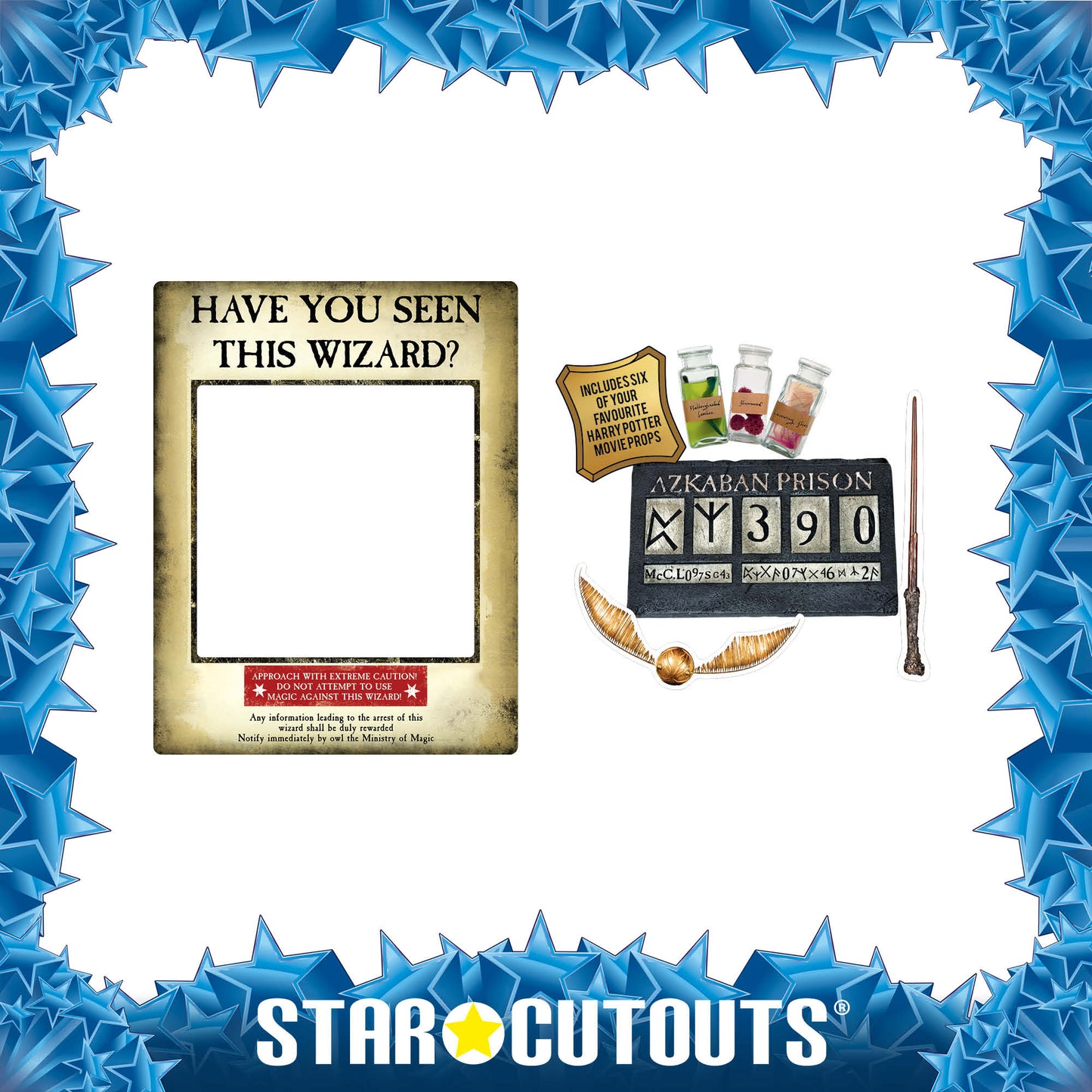 Harry Potter Wanted Poster Gold Selfie Frame Cardboard Cutout - mycardboardcutout