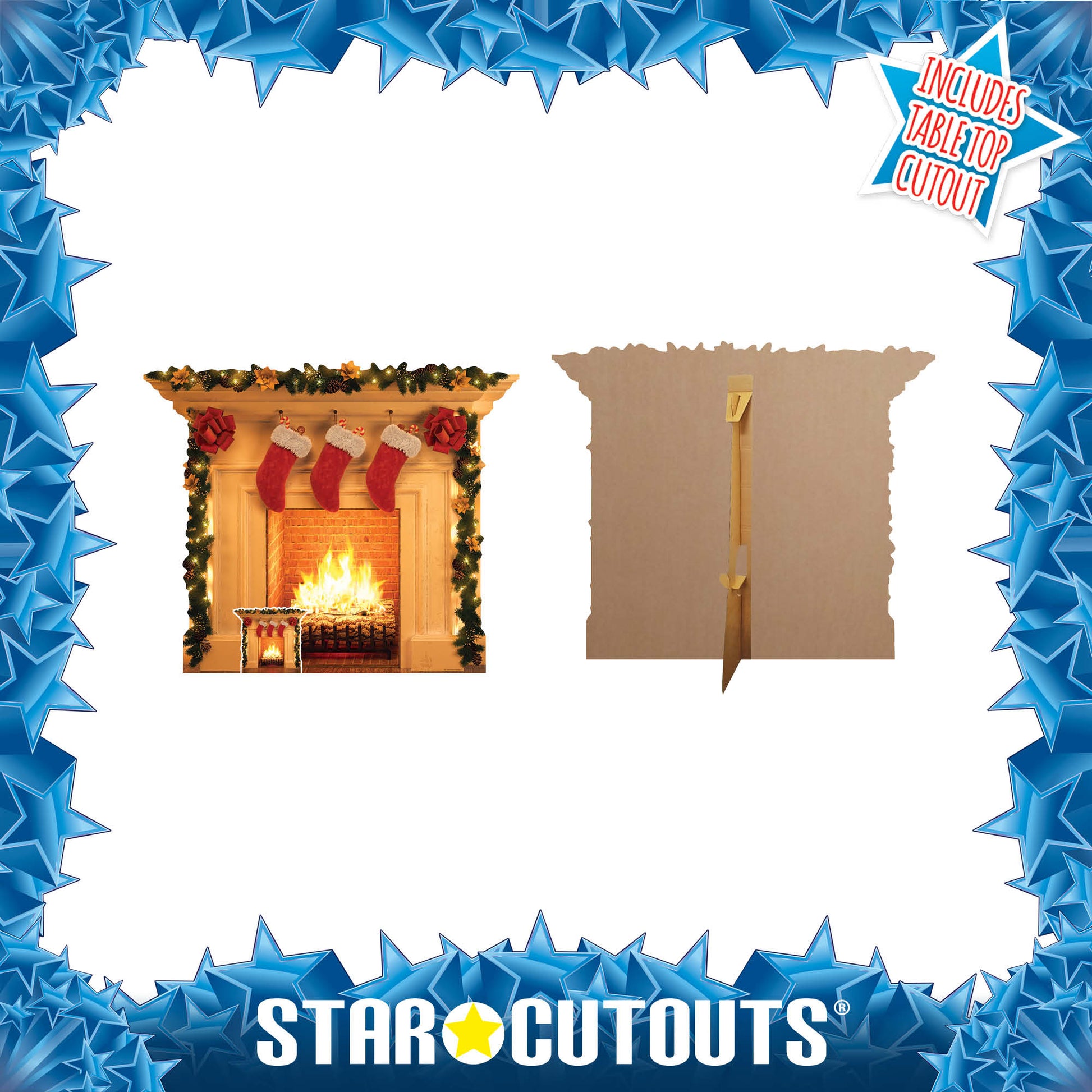 Festive 1 dimensional Christmas Fireplace Cardboard Cutout - mycardboardcutout