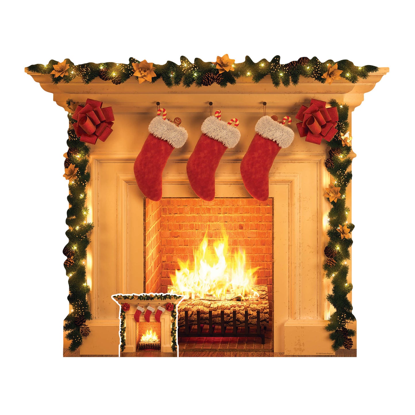 Festive 1 dimensional Christmas Fireplace  Cardboard Cutout