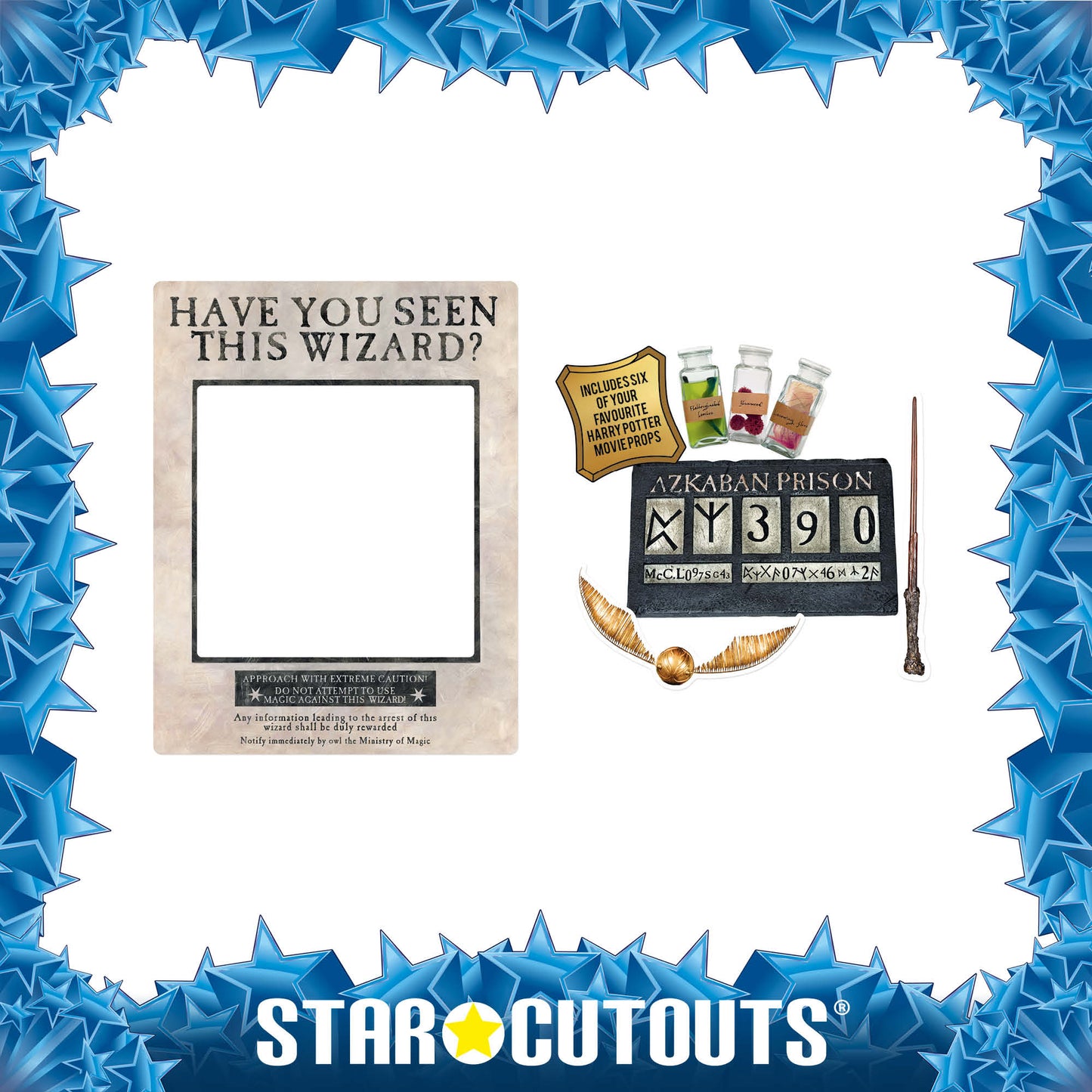 Cardboard Cutout Harry Potter Wanted Poster White Selfie Frame Have You Seen This Wizard? - mycardboardcutout