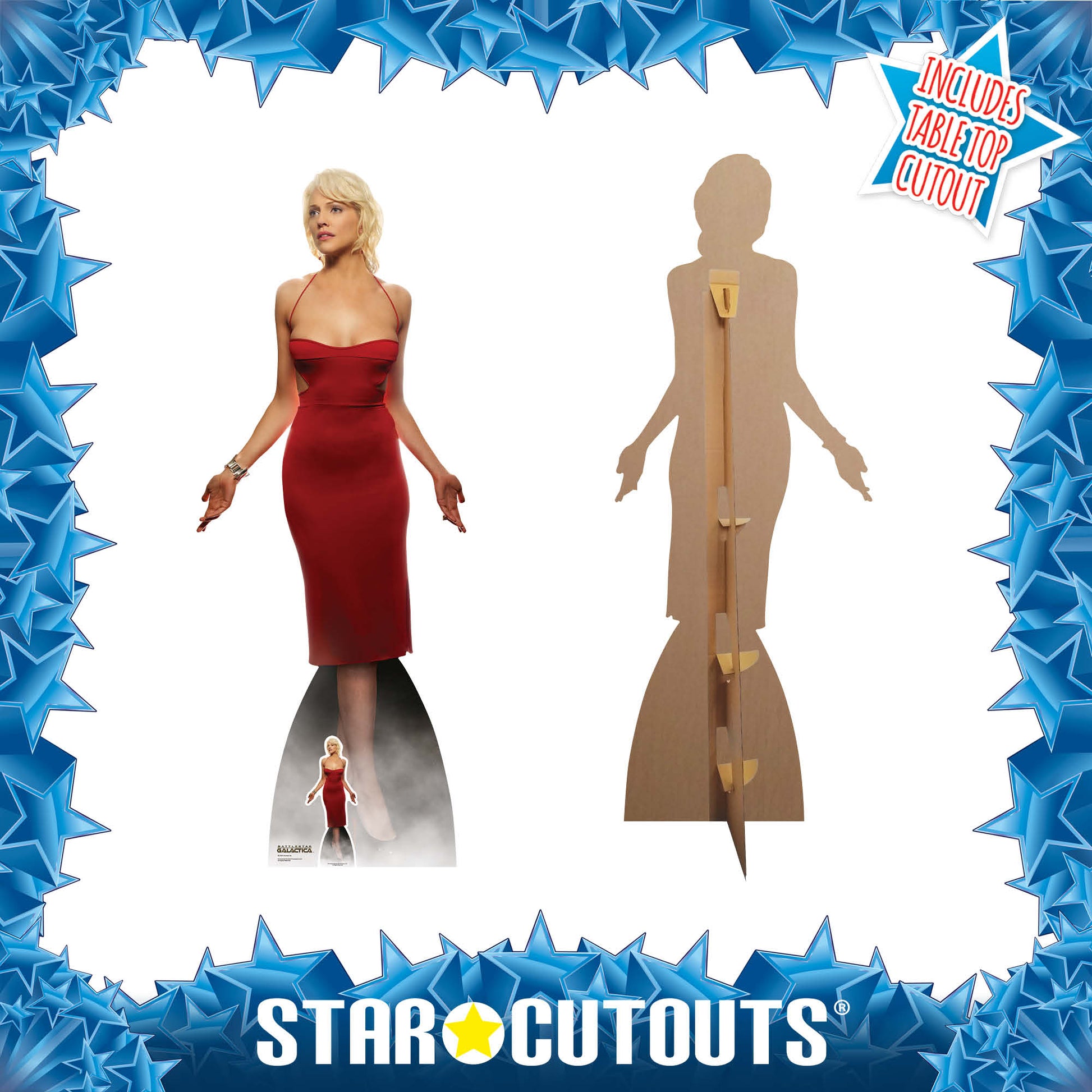Number Six Red Dress Tricia Helfer Battlestar Galactica Cardboard Cutout - mycardboardcutout