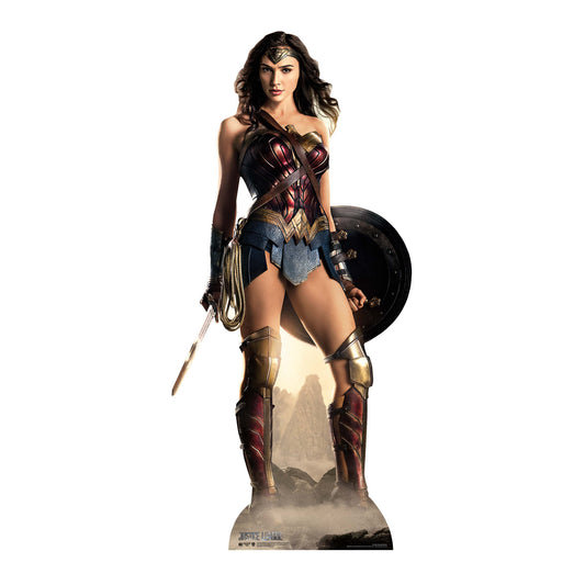 Wonder Woman Gal Gadot Justice League With Shield Cardboard Cutout - mycardboardcutout