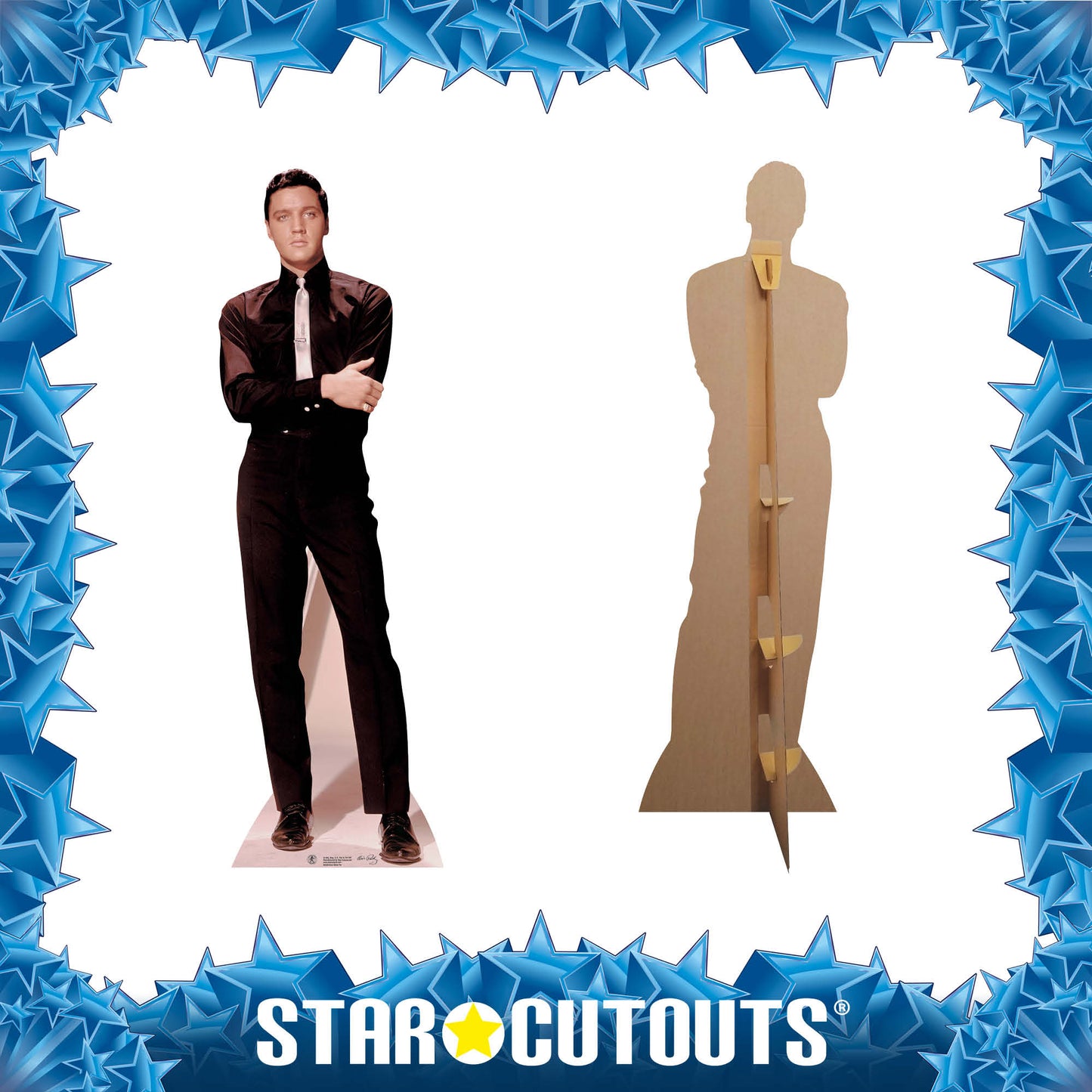 Elvis in Black Suit and White Tie Cardboard Cutout - mycardboardcutout