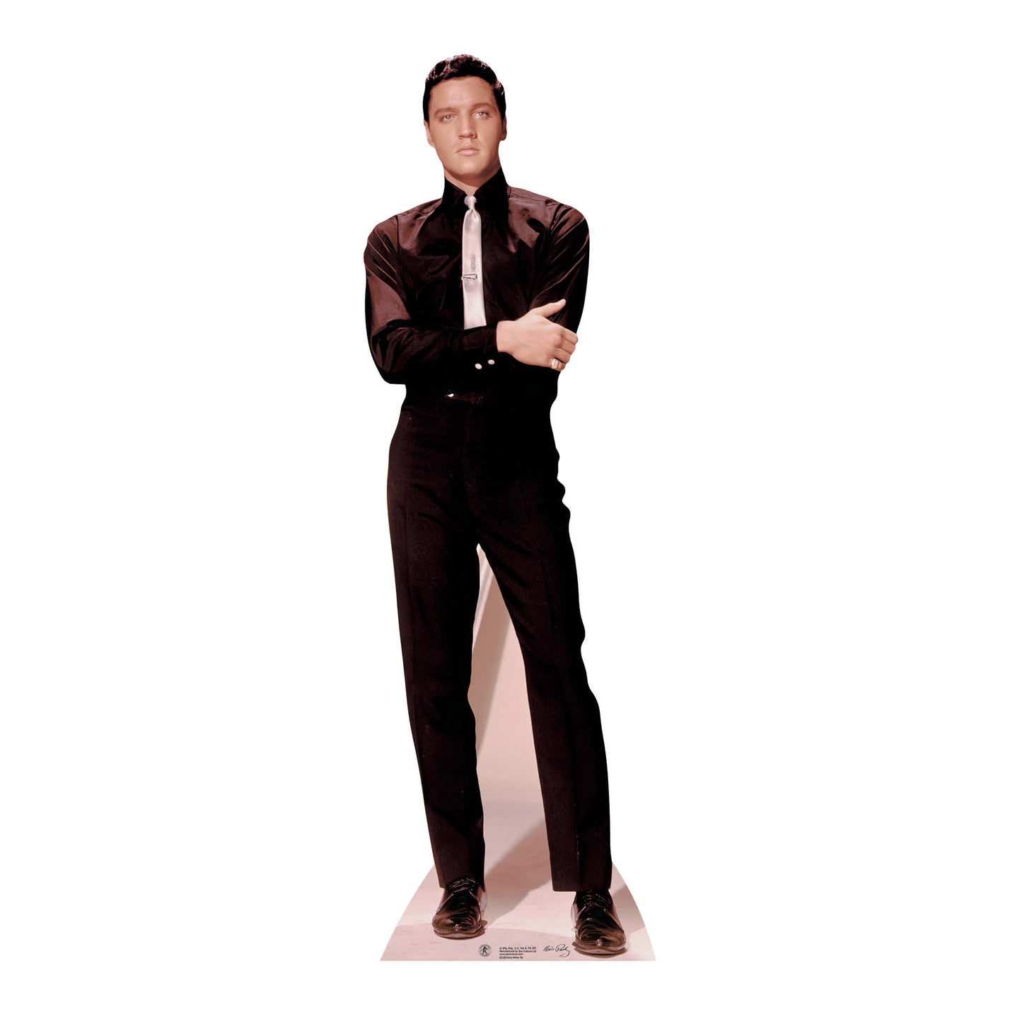 Elvis in Black Suit and White Tie Cardboard Cutout - mycardboardcutout