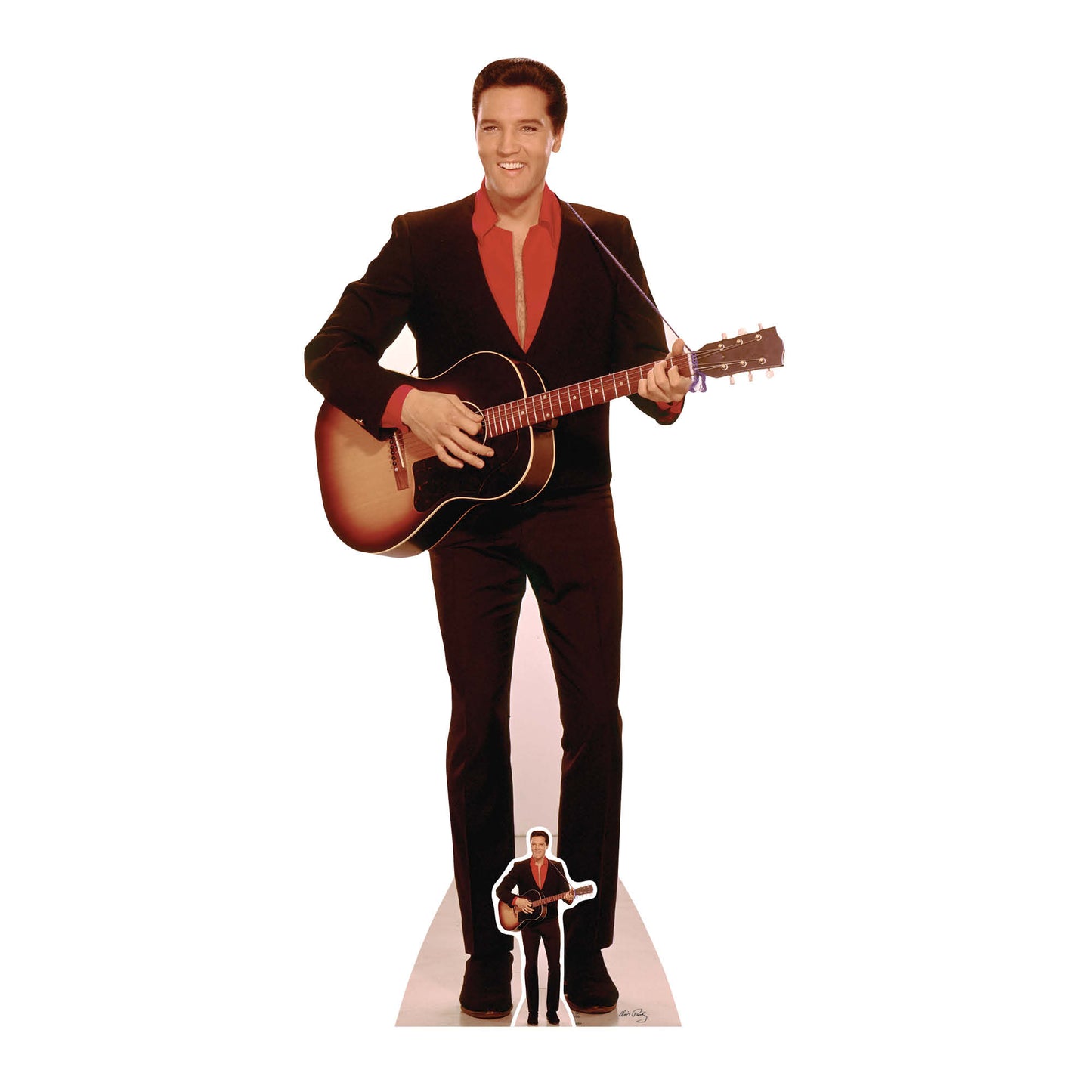 Elvis Red Shirt and Guitar Cardboard Cutout - mycardboardcutout
