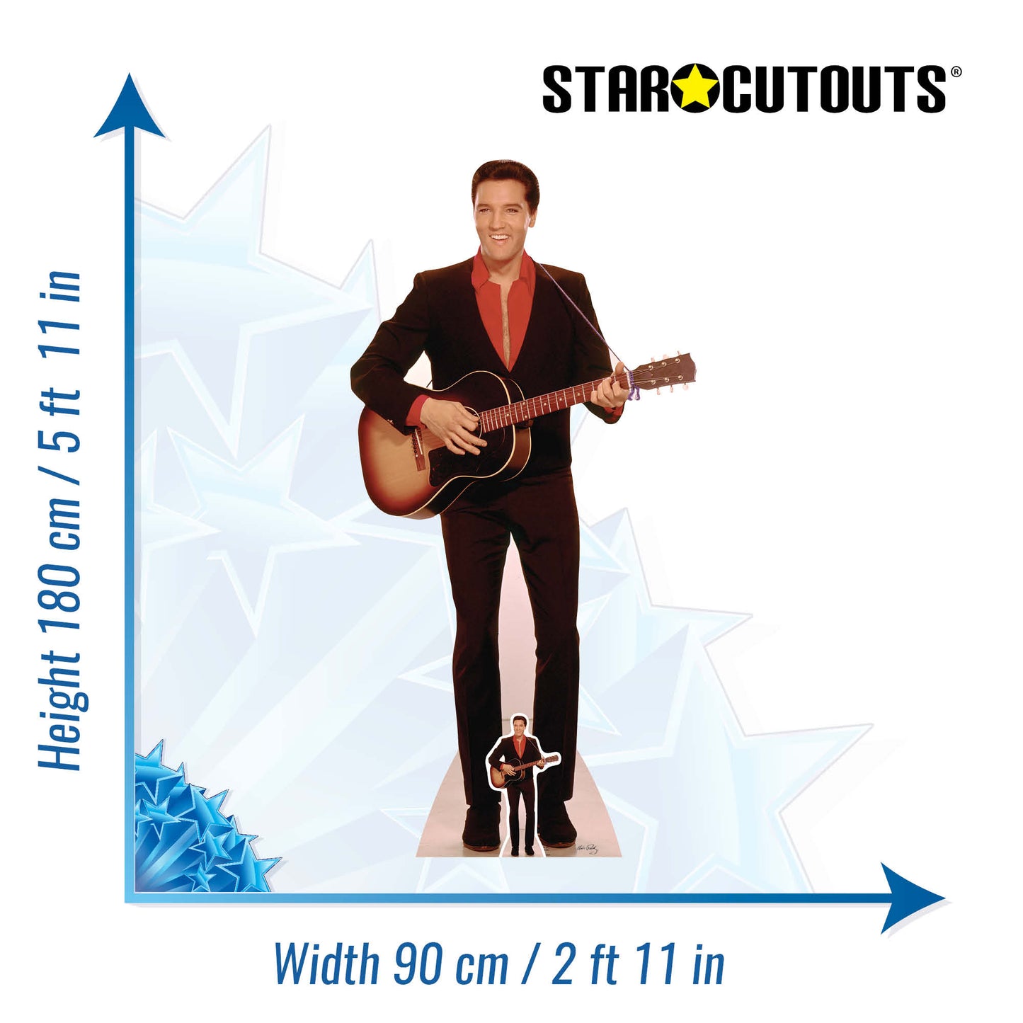 Elvis Red Shirt and Guitar Cardboard Cutout - mycardboardcutout