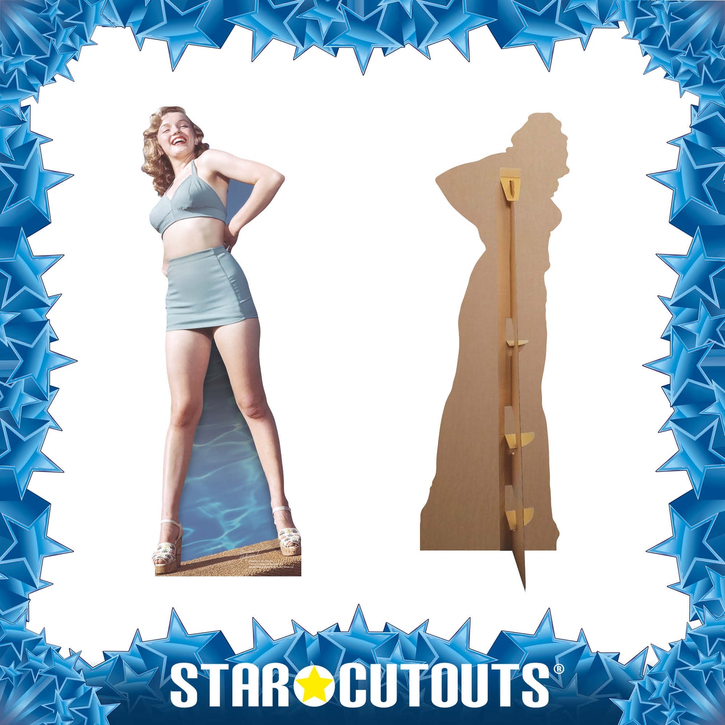 Marilyn Monroe Blue Bikini Cardboard Cutout Lifesize - mycardboardcutout