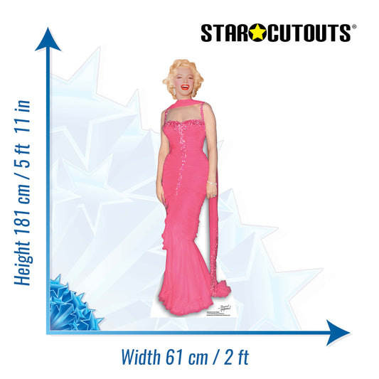 Marilyn Monroe Pink Evening Gown Cardboard Cutout Lifesize - mycardboardcutout