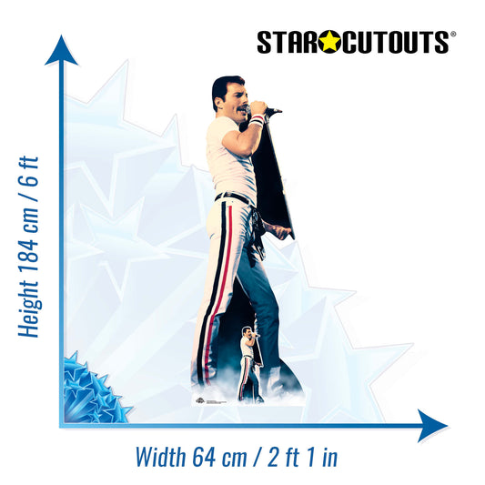Freddie Mercury Cardboard Cutouts Colour Performing Live - mycardboardcutout