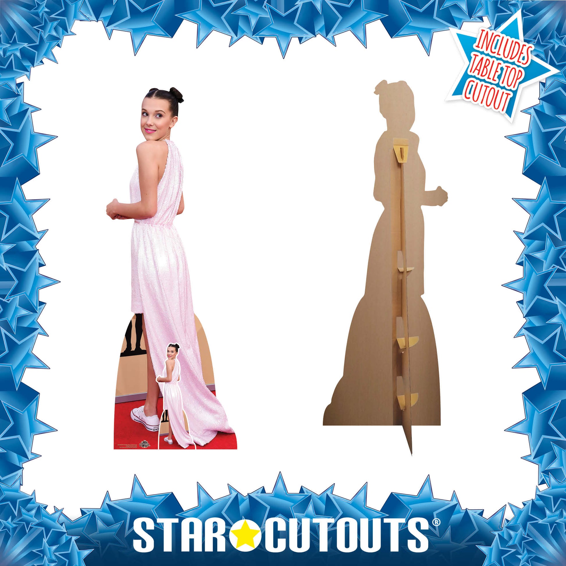 Millie Bobby Brown Pink Dress Cardboard Cutout Stranger Things Actor - mycardboardcutout