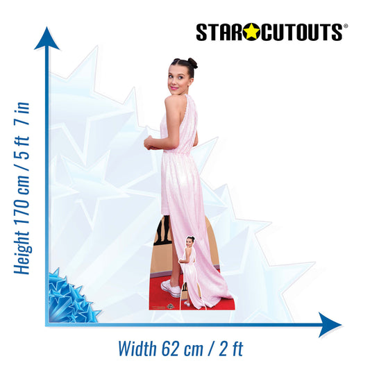 Millie Bobby Brown Pink Dress Cardboard Cutout Stranger Things Actor - mycardboardcutout