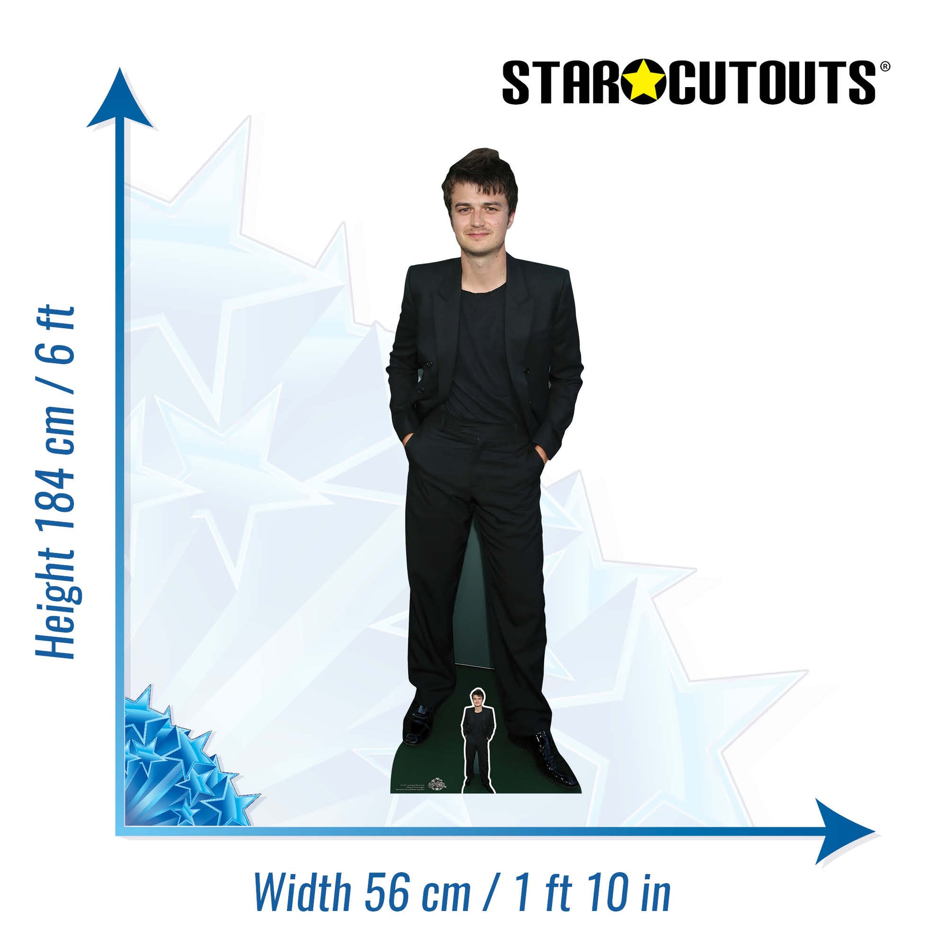Joe Keery Black Suit Cardboard Cutout Stranger Things Actor - mycardboardcutout