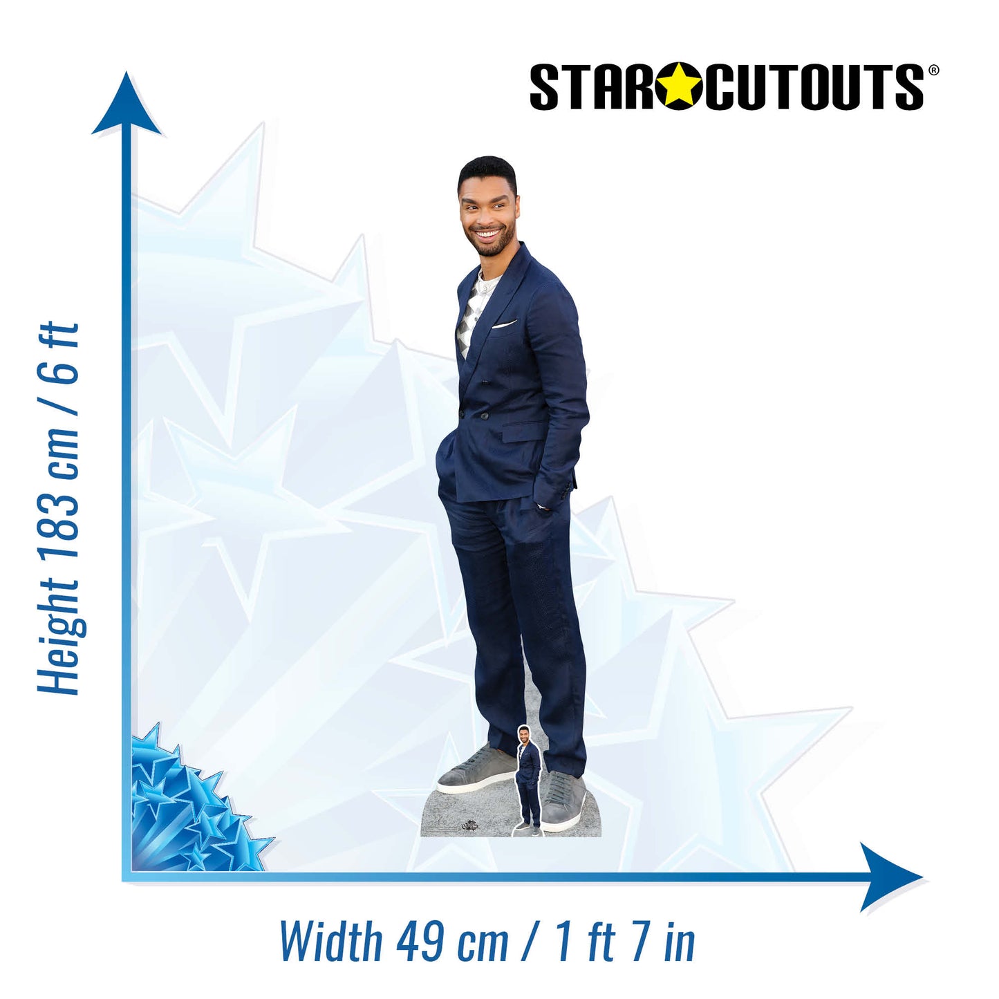 Rege Jean Page Blue Suit Cardboard Cutout Life Size with Mini Cutout - mycardboardcutout