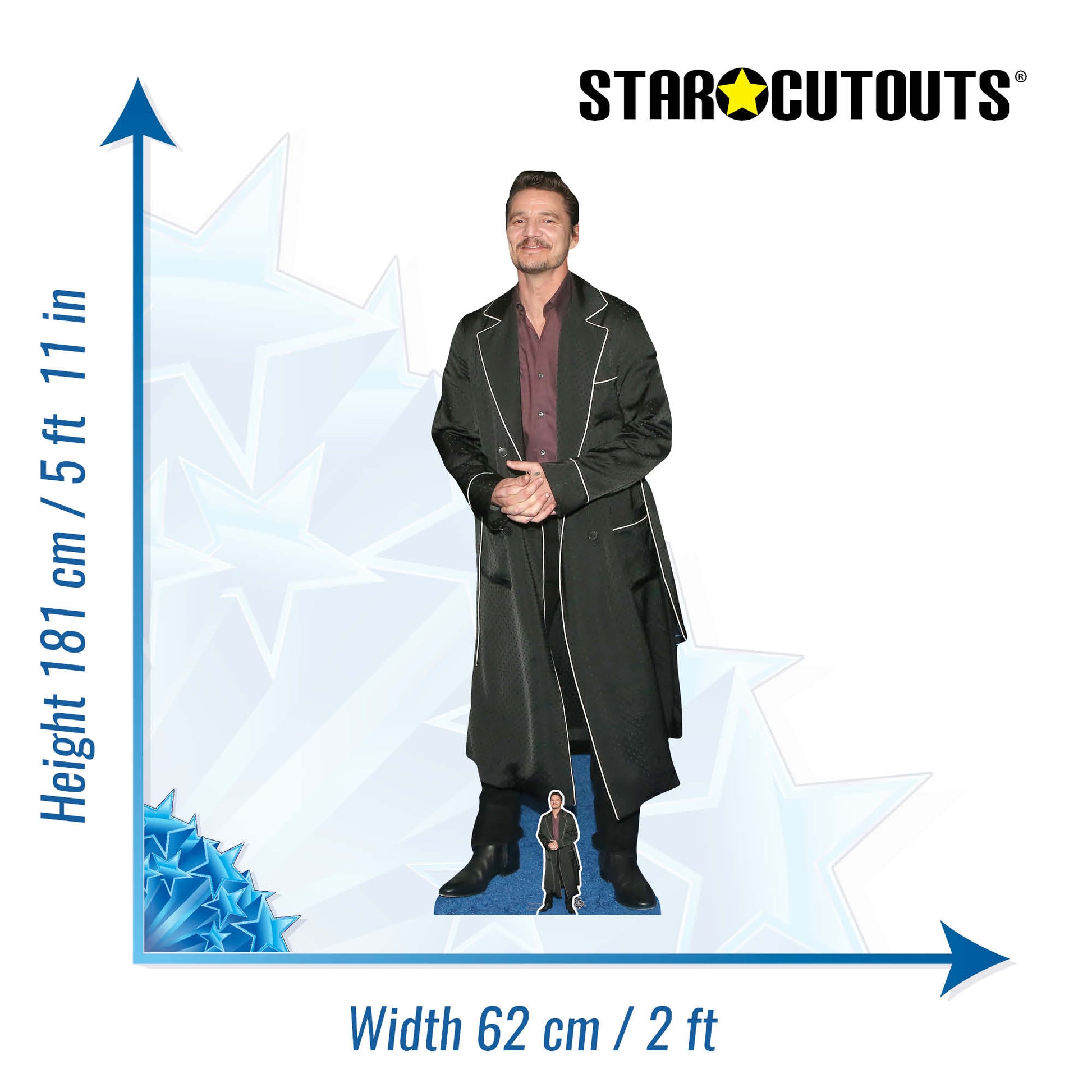 Pedro Pascal Long Black Coat Cardboard Cutout - mycardboardcutout