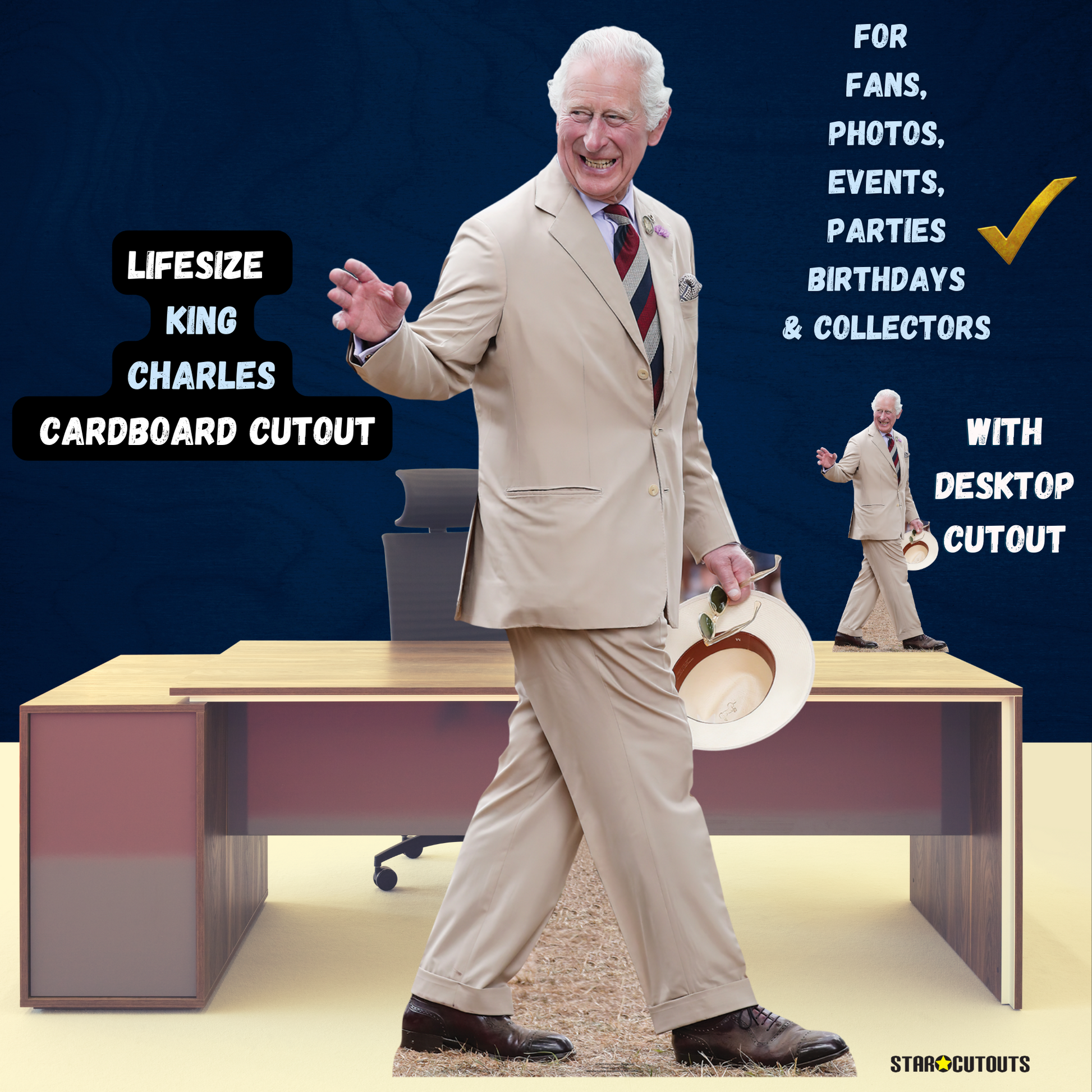 King Charles Beige Suit Cardboard Cutout - mycardboardcutout