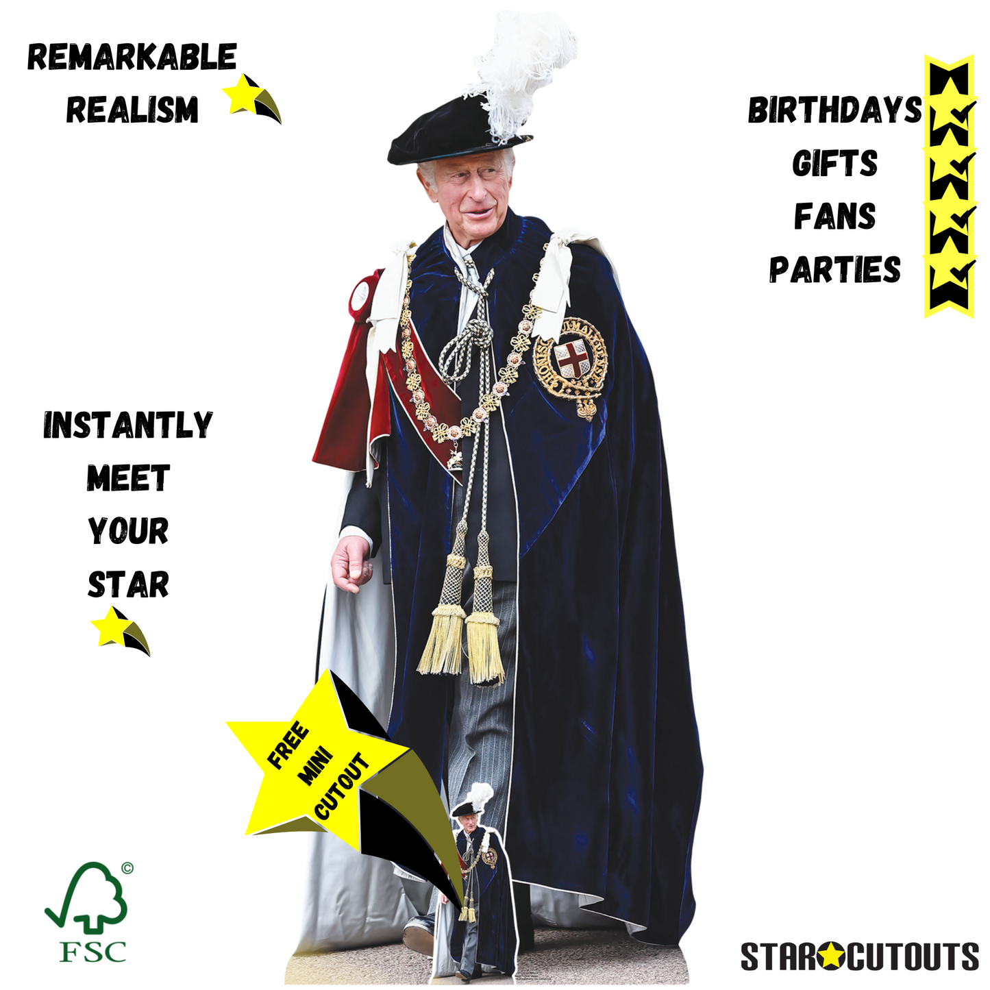 King Charles Royal Family Garter Cardboard Cutout - mycardboardcutout