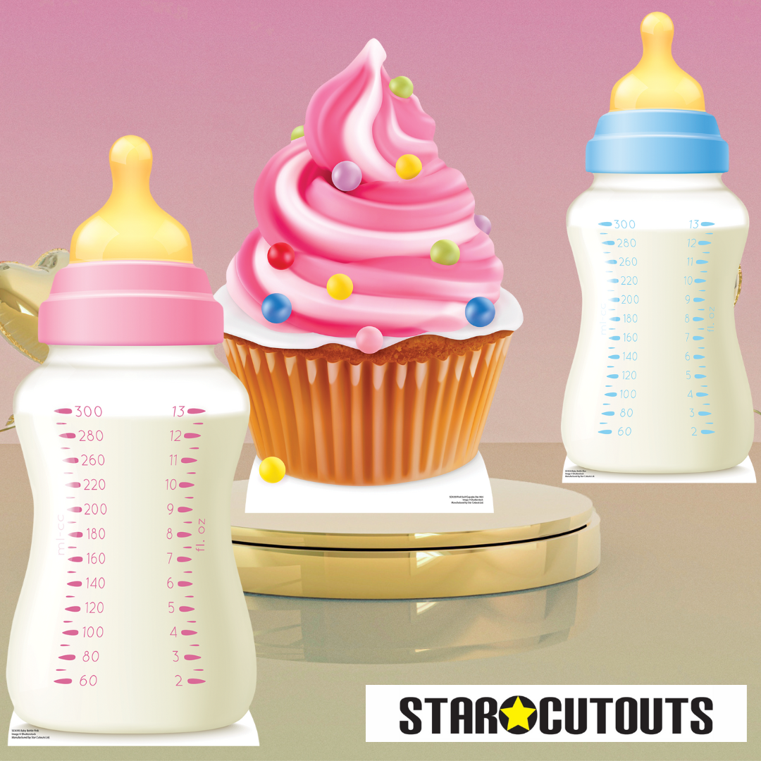 SC4359 Pink Cupcake Swirl Star Mini Cardboard Cut Out Height 84cm - mycardboardcutout