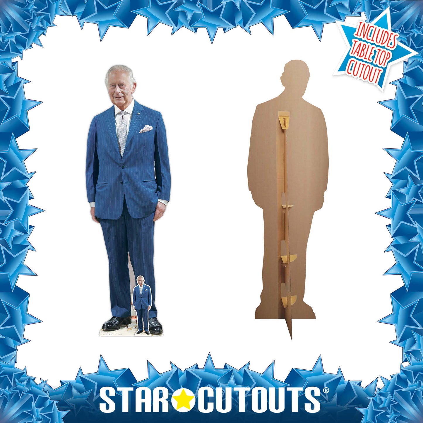 King Charles Blue Suit Cardboard Cutout - mycardboardcutout