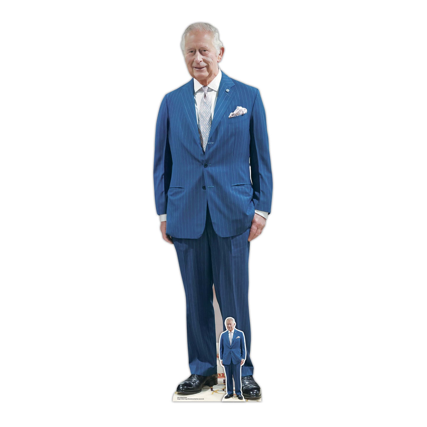 King Charles Blue Suit Cardboard Cutout - mycardboardcutout