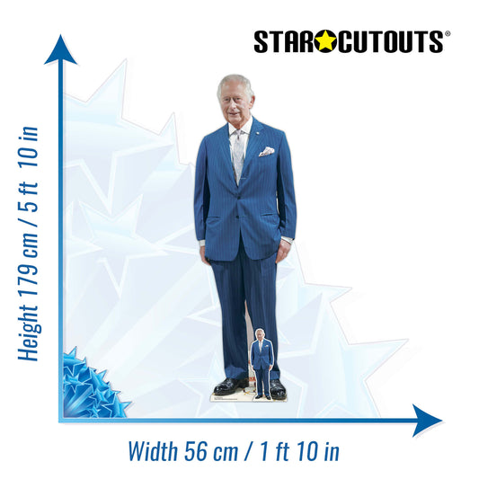 King Charles Blue Suit Cardboard Cutout - mycardboardcutout