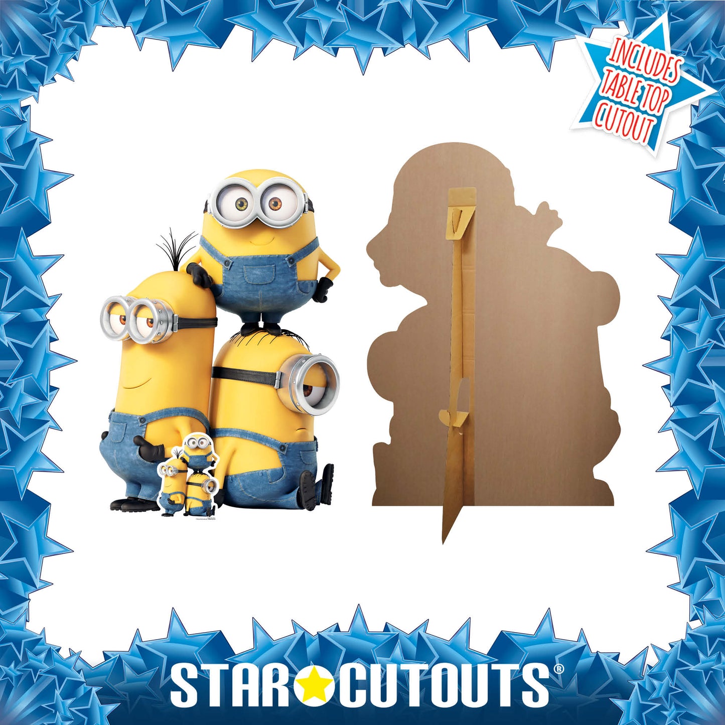 Group Minions Kevin Bob and Stuart Despicable Me and Minions Cardboard Cutout 131cm Tall - mycardboardcutout
