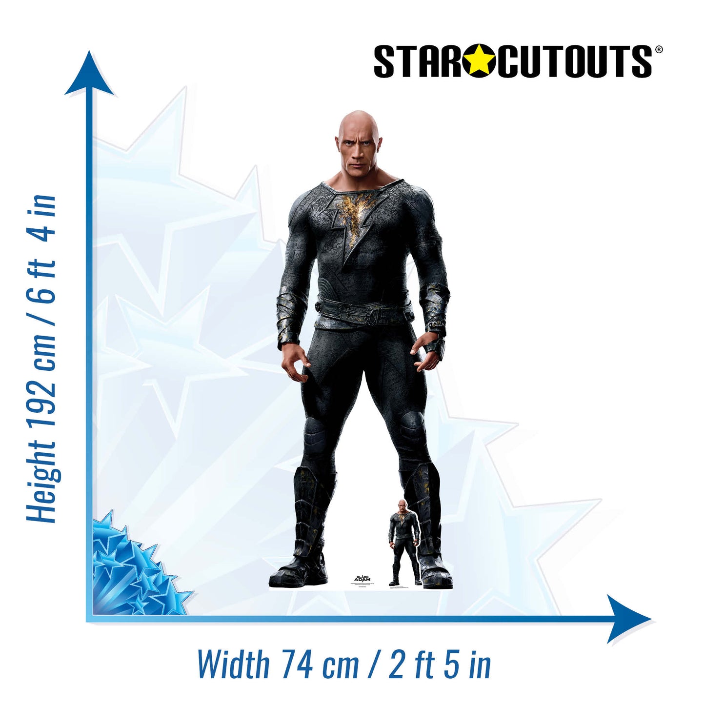 Black Adam Dwayne Johnson Cardboard Cutout 6ft 4inches Tall - mycardboardcutout