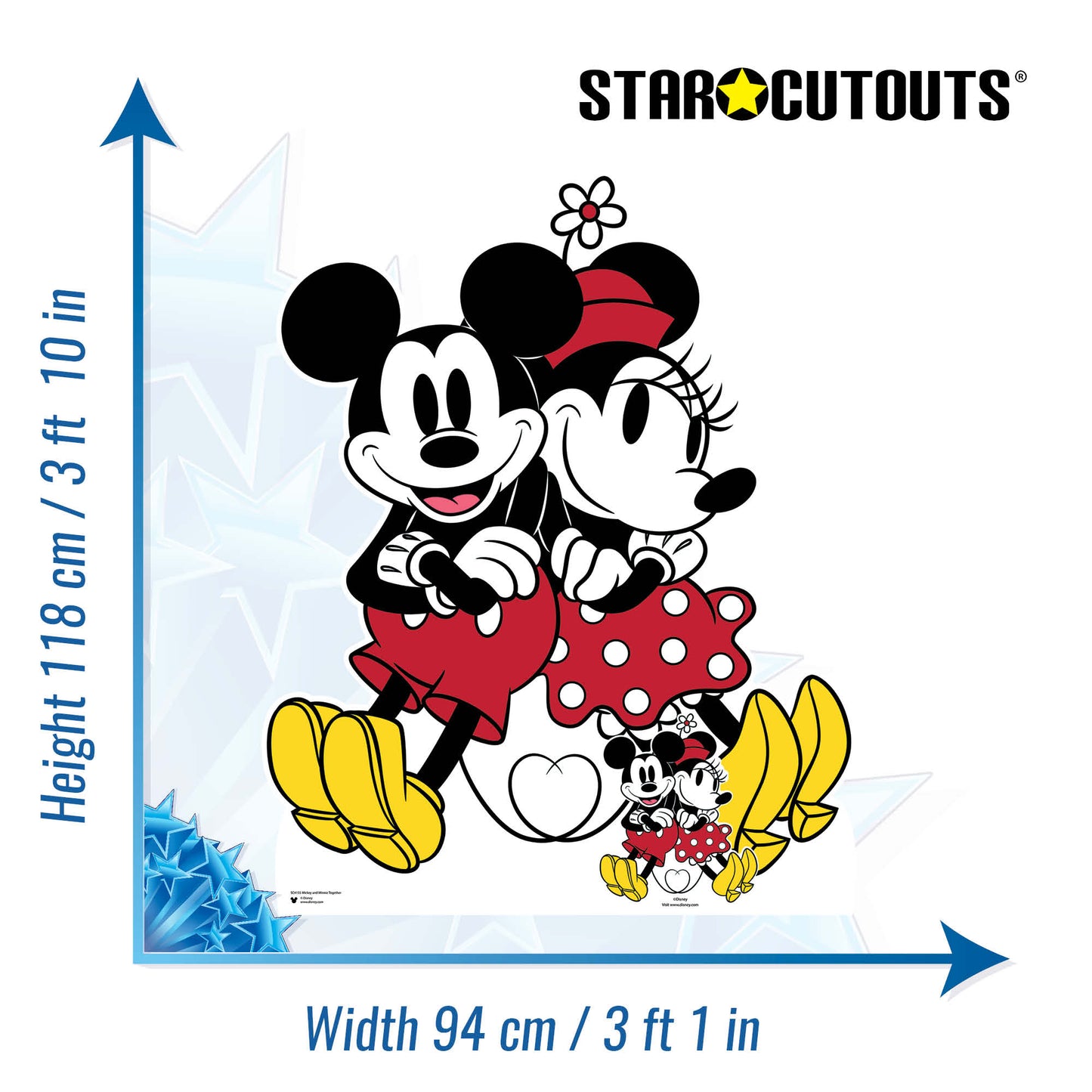 height and width of mickey and minnie mouse