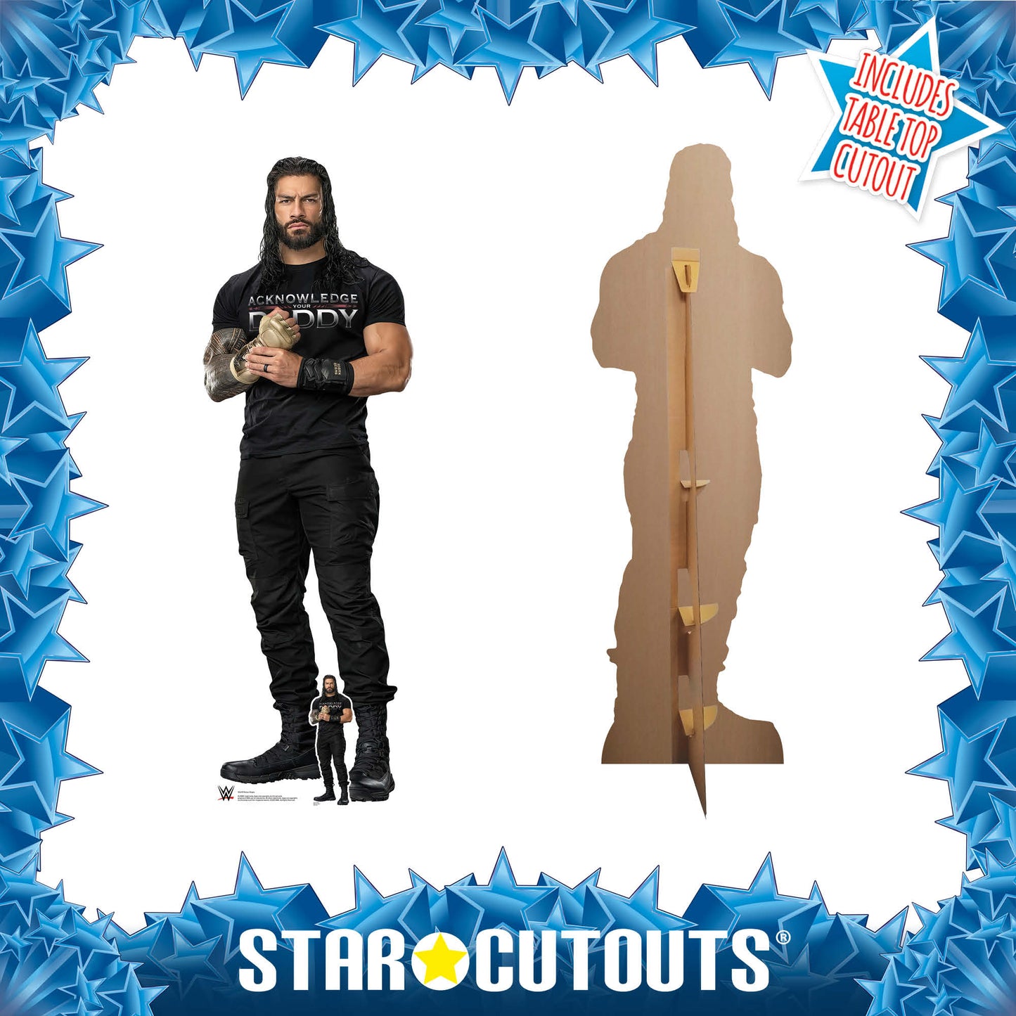 Roman Reigns Black Outfit WWE Cardboard Cutout Lifesize With Mini Desktop Cutout - mycardboardcutout