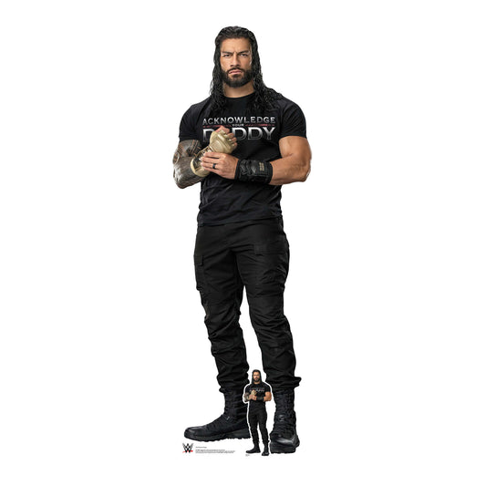 Roman Reigns Black Outfit WWE Cardboard Cutout Lifesize With Mini Desktop Cutout - mycardboardcutout