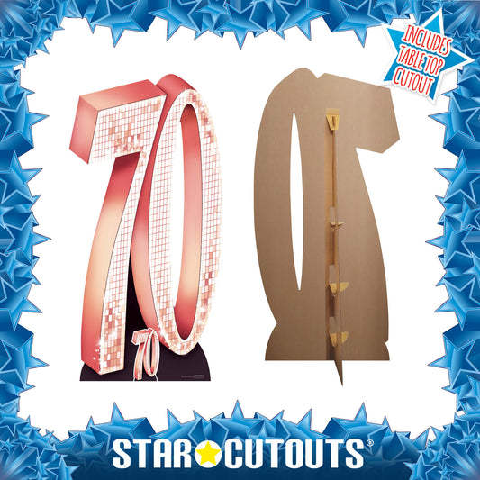 Rose Gold Number 70 Seventy Anniversary Cardboard Cutout - mycardboardcutout