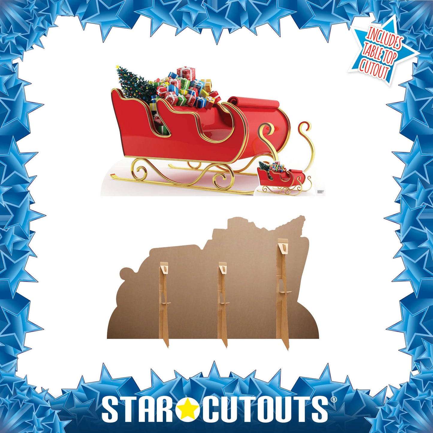 Christmas Santa Claus Father Christmas Sleigh with Presents Cardboard Cutout - mycardboardcutout